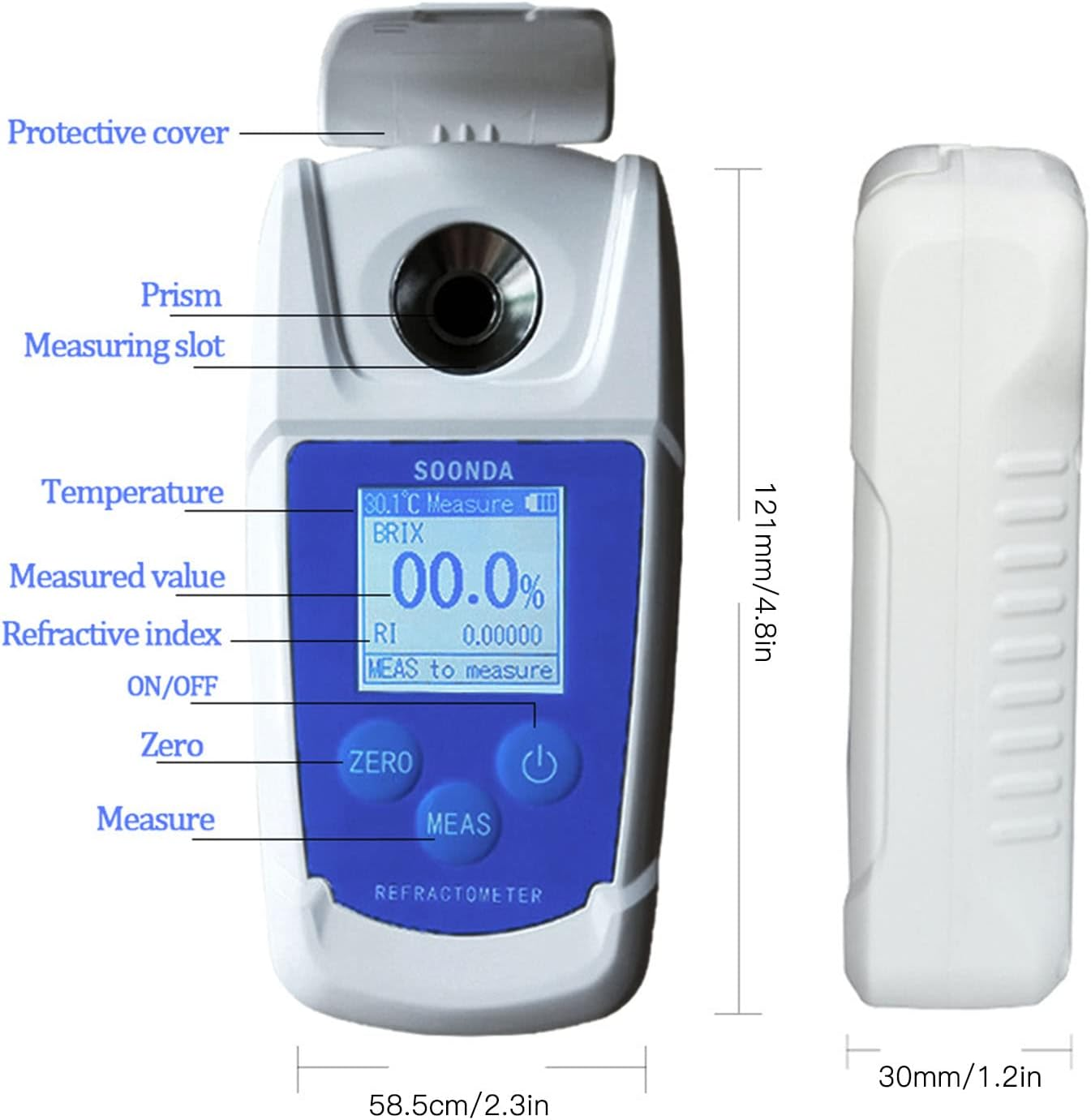 Digital BRIX Refractometer 0-55% Brix Range, Handheld Pocket High Accuracy BRIX Meter, Digital BRIX Tester Sugar Content Meter for Fruits Drinks Beer Sugar Content Test image number 4