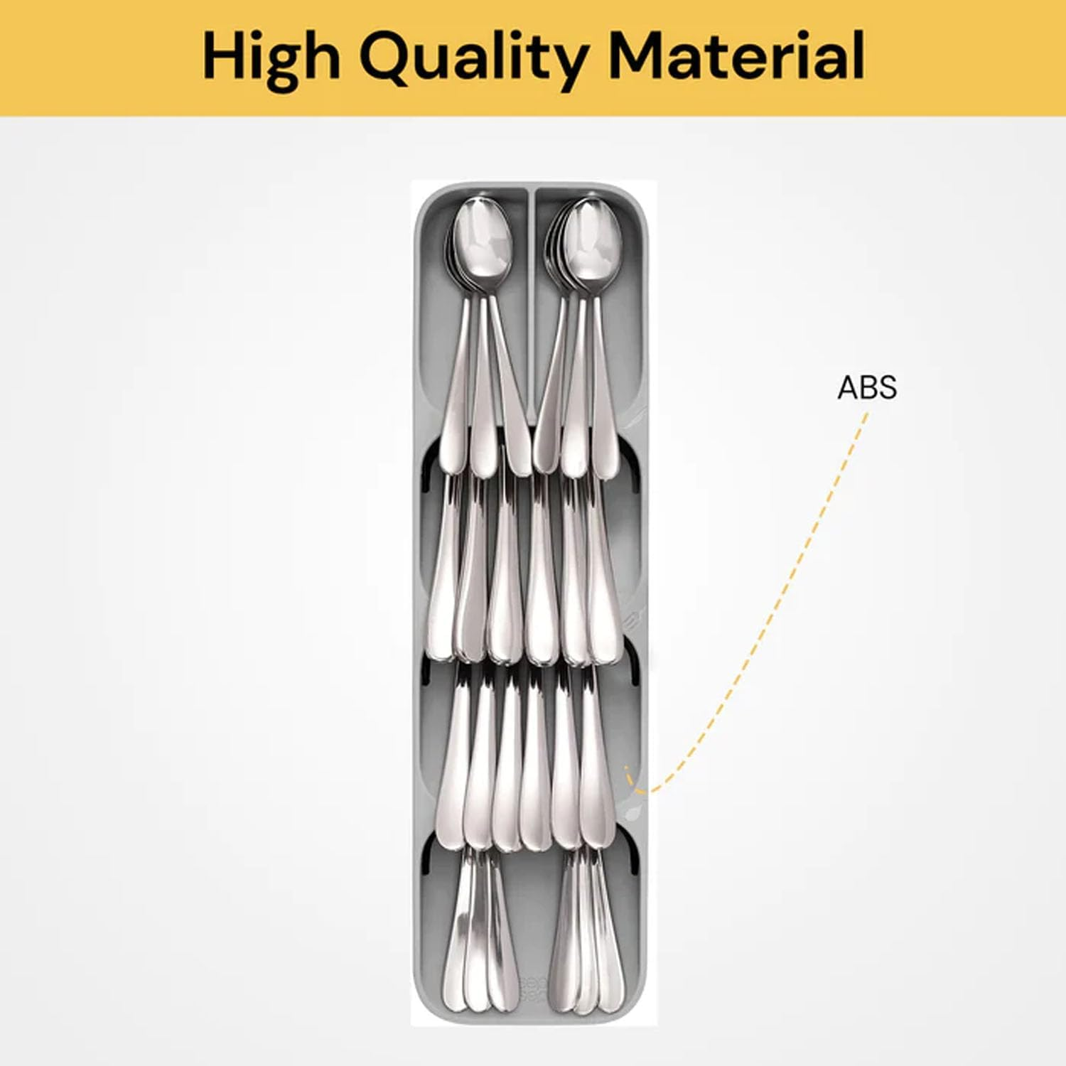 EZONEDEAL Kitchen Drawer Organizer, Knives Block & Cutlery Organizer Set, Cutlery Organizer in Drawer, Drawer Store Tray for Cutlery Knives Fork Spoon, Organizer Partition Storage Box (GREY) image number 3