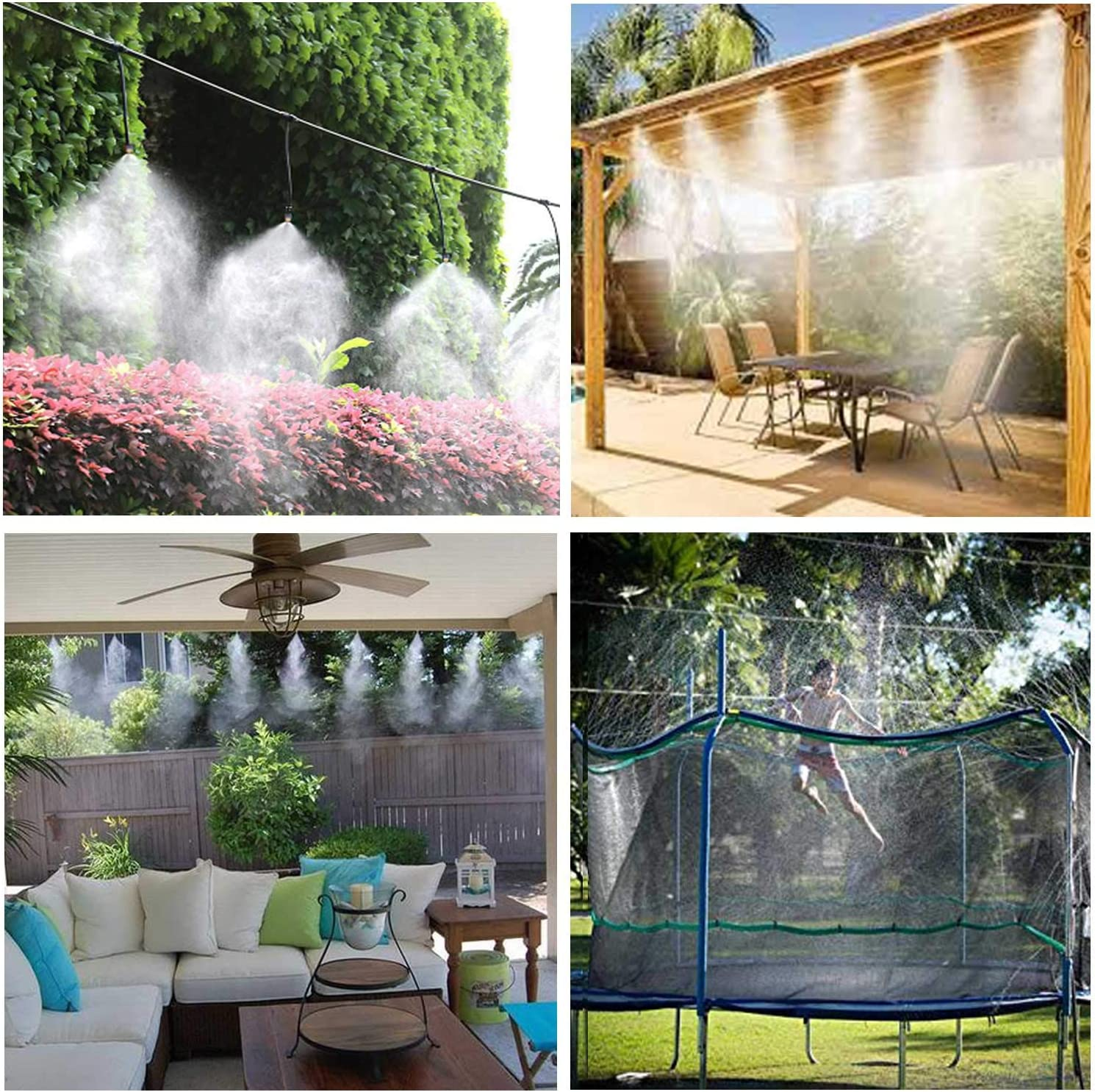Misting Cooling System Kit 26.2FT(8M) Misting Line DIY Outdoor Mist Cooling Kit+11 Brass Nozzles Garden Misting Irrigation System for Garden Greenhouse, Flower Bed,Patio,Lawn image number 4