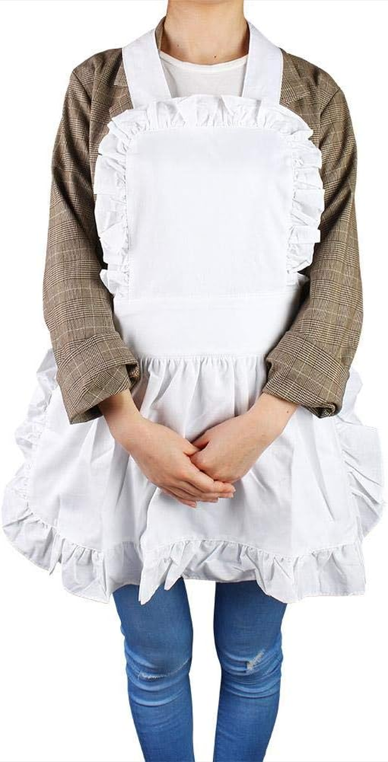 Comfortable Kitchen Apron, White Women Apron, Adjustable for Women Cooking image number 1