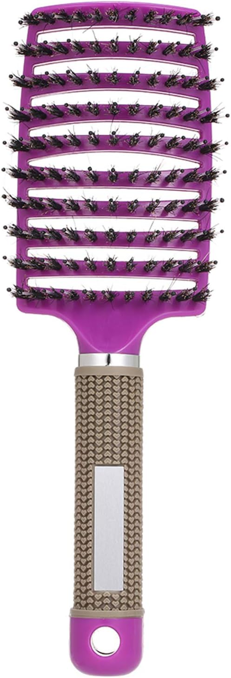 Curved Boar Bristle Hair Brush Massage Comb Detangling Hairbrush for Women image number 4