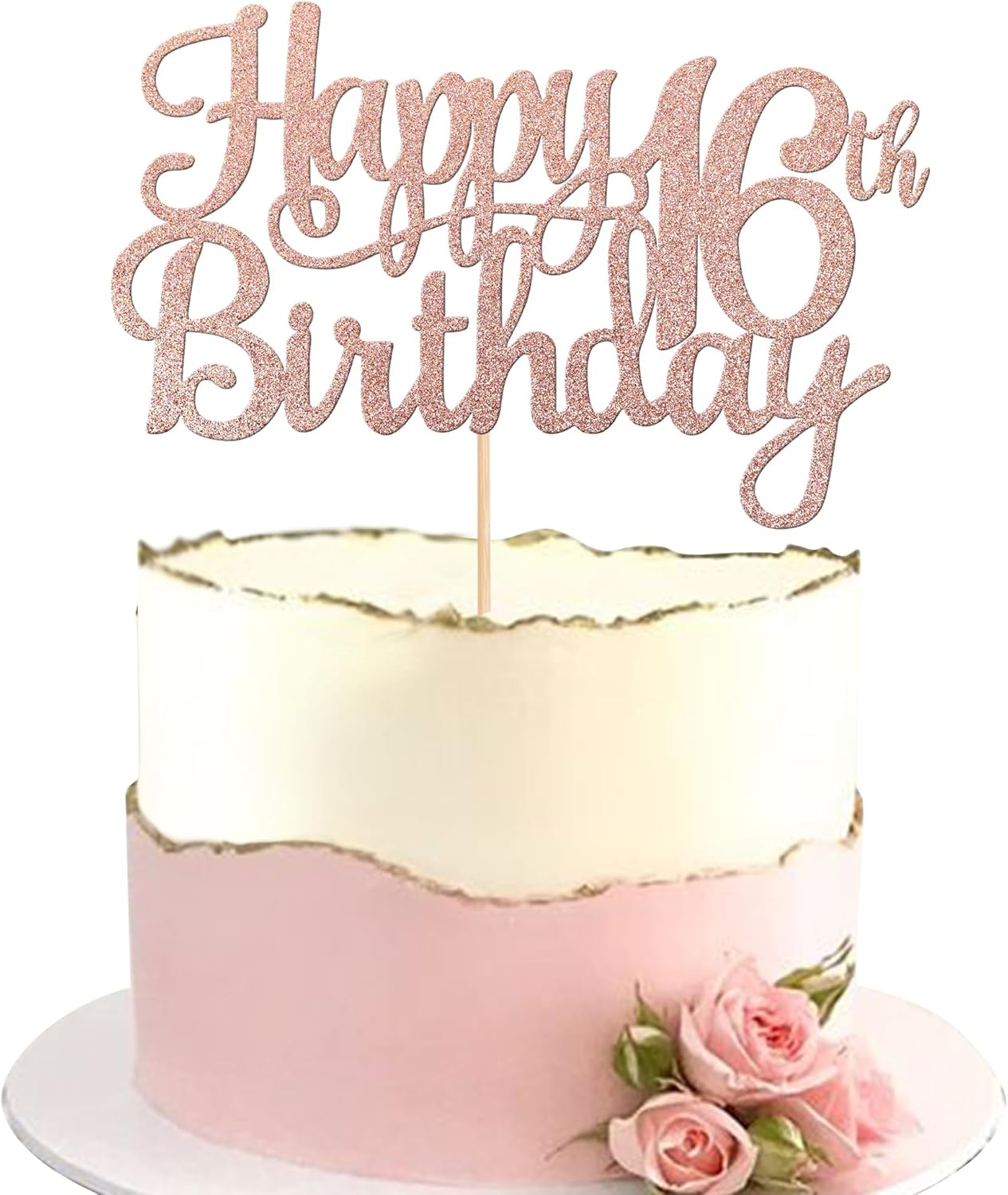 1 PACK Happy 18Th Birthday Cake Topper Glitter Cheers to 18 Years Birthday Cake Pick 18 Fabulous Cake Decoration for Happy 18Th Birthday Theme Party Decorations Supplies Rose Gold