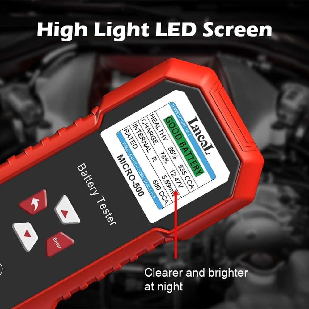 12V Car Battery Tester, LCD Color Display Car Motorbike Battery Cranking Charging Tester Lead-Acid Lithium Battery Charging Cranking System Tester for Car Truck Marine Motorcycle SUV Boat image number 5