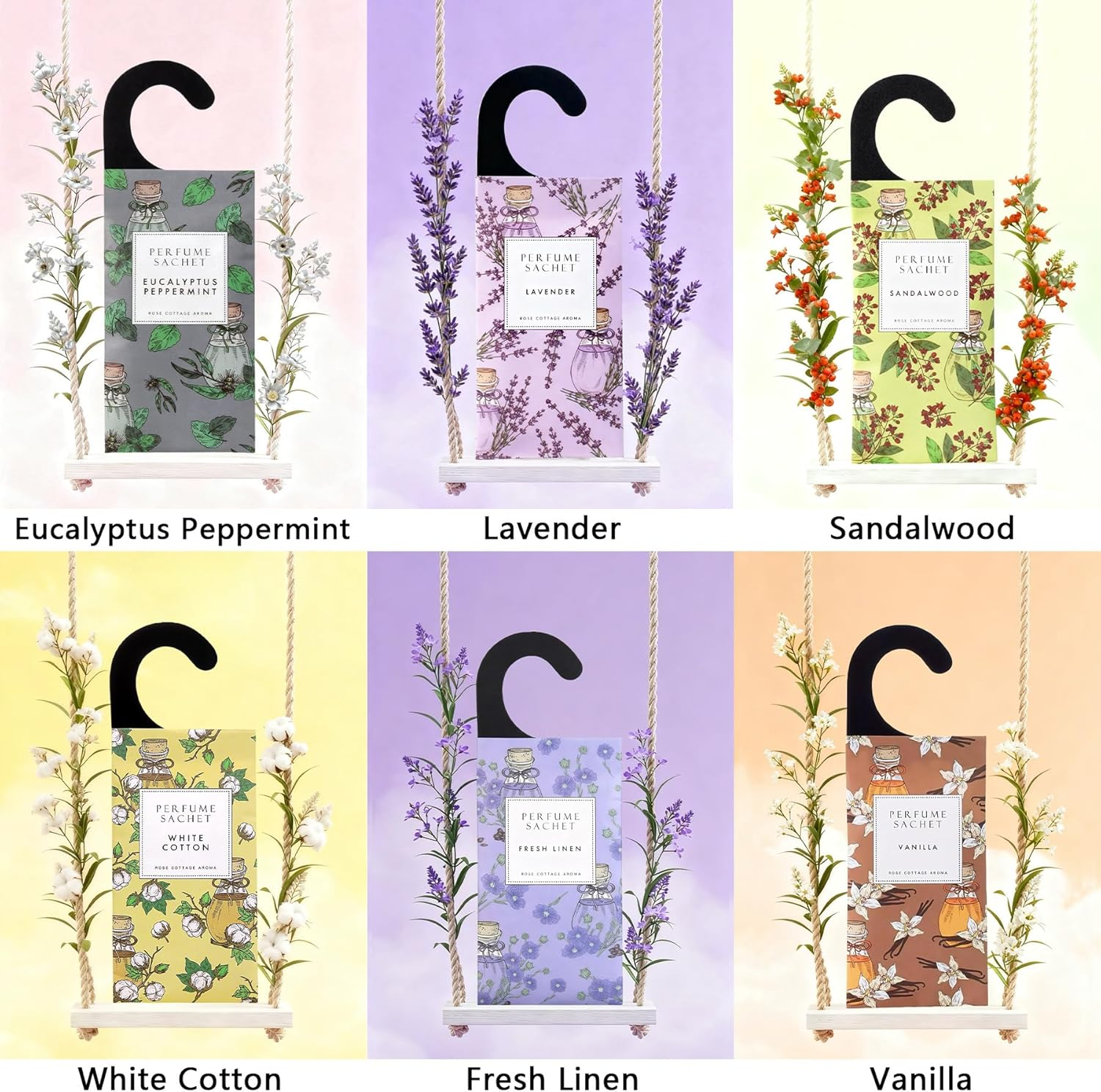 Rose Cottage Large 12 Packs Closet Deodorizer Freshener Closet Air Freshener Home Scented Sachets Room Freshener Scents Air Freshener Closet Odor Eliminator 4 Scents Floral image number 5