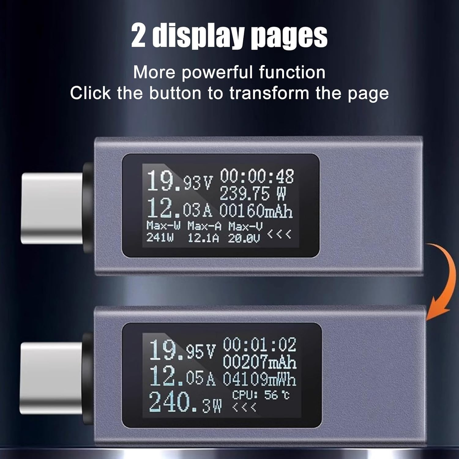 USB Tester Type C Multimeter Voltage Current Meter Power Volt Ammeter DC430V 012A, 0.77In HD Display, Drop Resistant Case, Fast Charge Test Compatibility, Real Time Monitoring