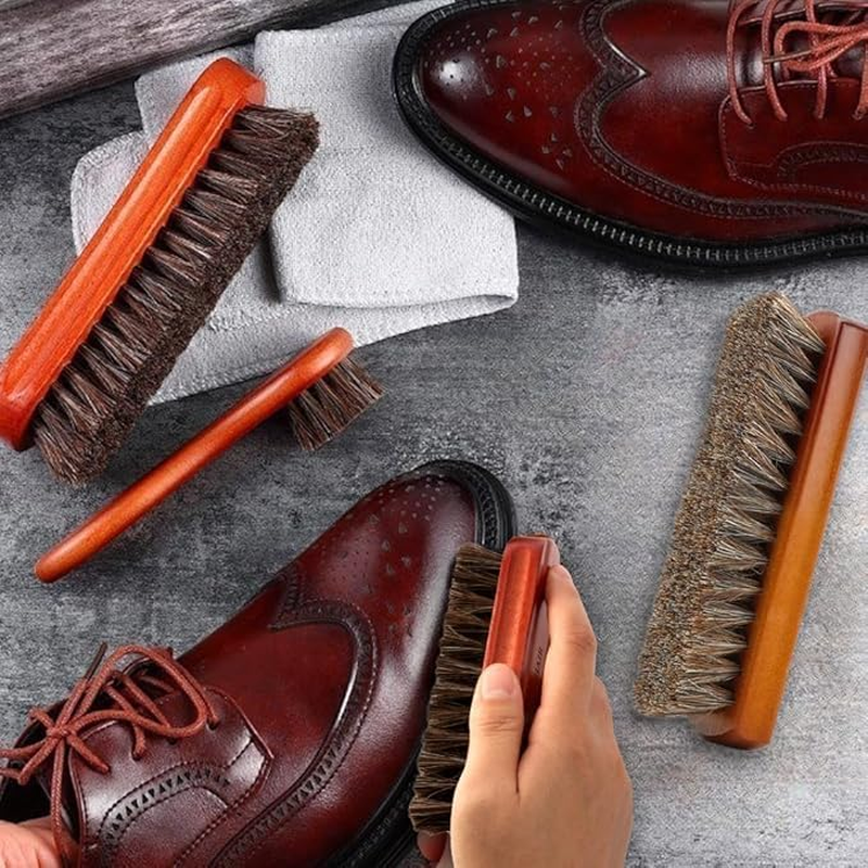 Horsehair Shoe Brush, 2Pcs Soft Horsehair Shoe Polishing Brush,Horse Hair Shoe Cleaning Brush,Horsehair Shine Shoes Brush,Horse Hair Shoe Brush,Soft Shoe Brush Shoe Shine Brush for Buffing Polishing image number 3