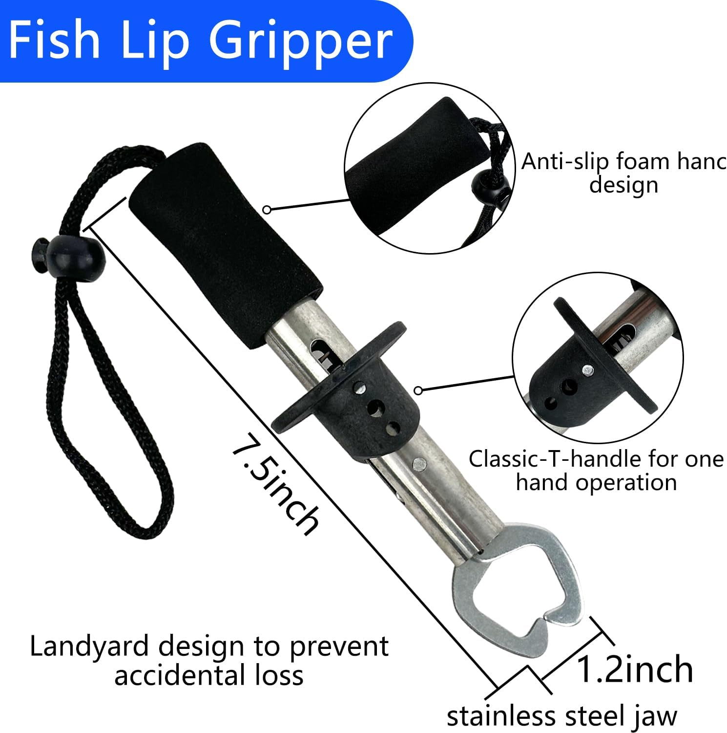 Floating Telescopic Folding Fishing Net with 7 Inch Fishing Pliers and Fishing Lip Gripper Fishing Net,Fishing Gear Fihing Tool Accessories for Fish Easy Catch and Release image number 1