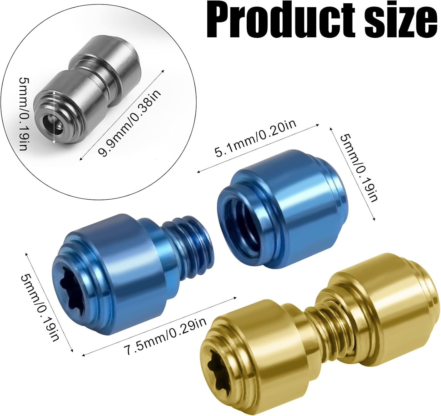 3 Sets Thumb Studs, Titanium Screws Replacement Thumb Studs Screws Compatible with Benchmade 535 Bugout (Gold, Blue, Silver) image number 2