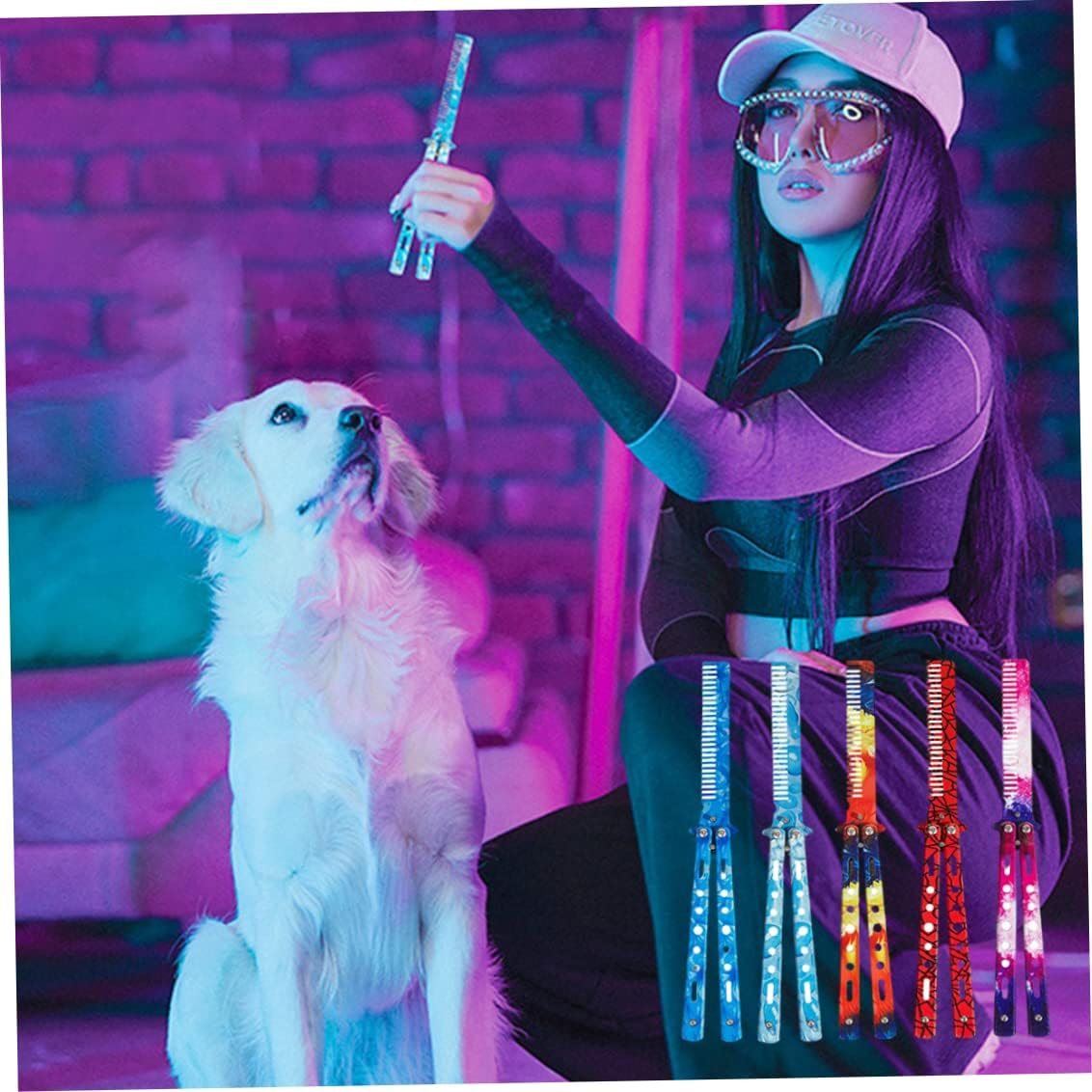 Comb Trainer Stainless Steel Unsharpened Slice Butterfly Training Comb for Beginner Aqua Blue Practice Comb Trainer Butterfly Training Comb Steel Folding Comb - Colorful image number 5