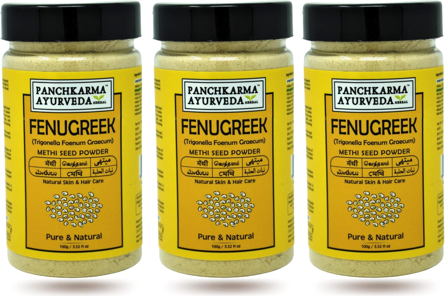 Panchkarma Ayurveda Herbal & Natural Fenugreek Seed Powder (Methi Seed Powder) for Face Pack and Hair Shine Anti-Hair-Fall Anti-Dandruff Hair Pack (300G)