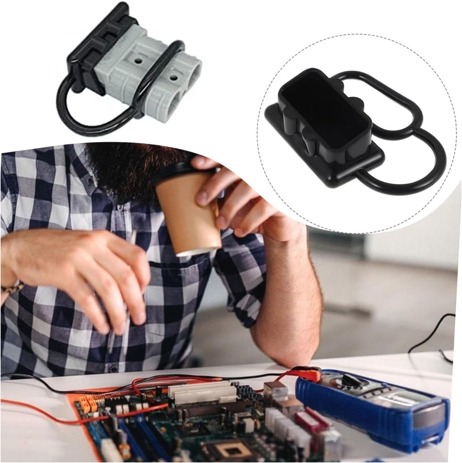 Battery Dust Cover, 4 Pcs 50AMP Battery Dust Cover Anderson Plug Cover Connector Dust Cover Dustproof Waterproof Plug Cover Connector Cover Rubber Cover Plug Connector Protective End Cap image number 6