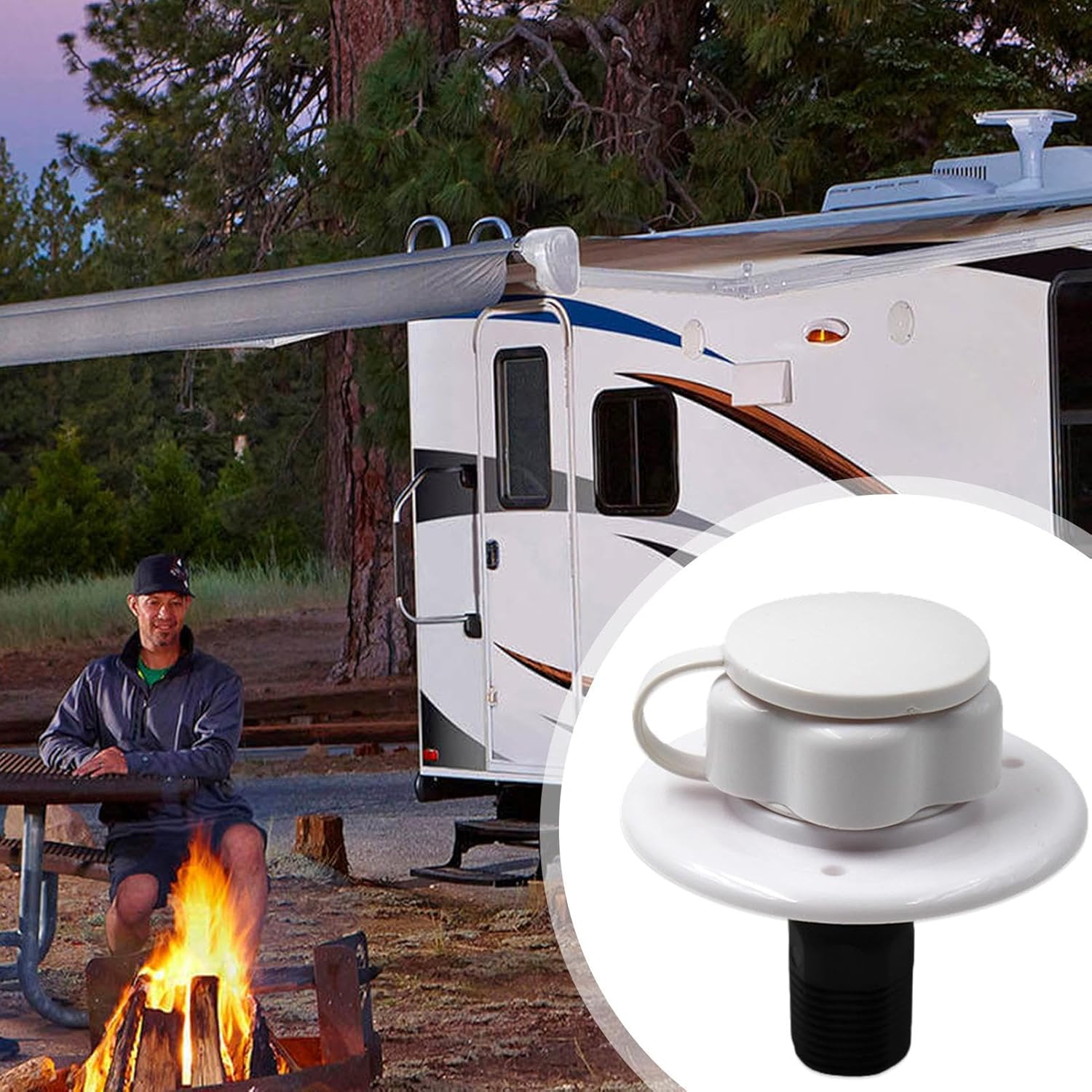 POCHY RV Water Inlet | RV Water Fill Hatch - Reusable RV Fresh Water Fill Hatch Inlet for RV Trailer Motorhomes Caravans image number 2