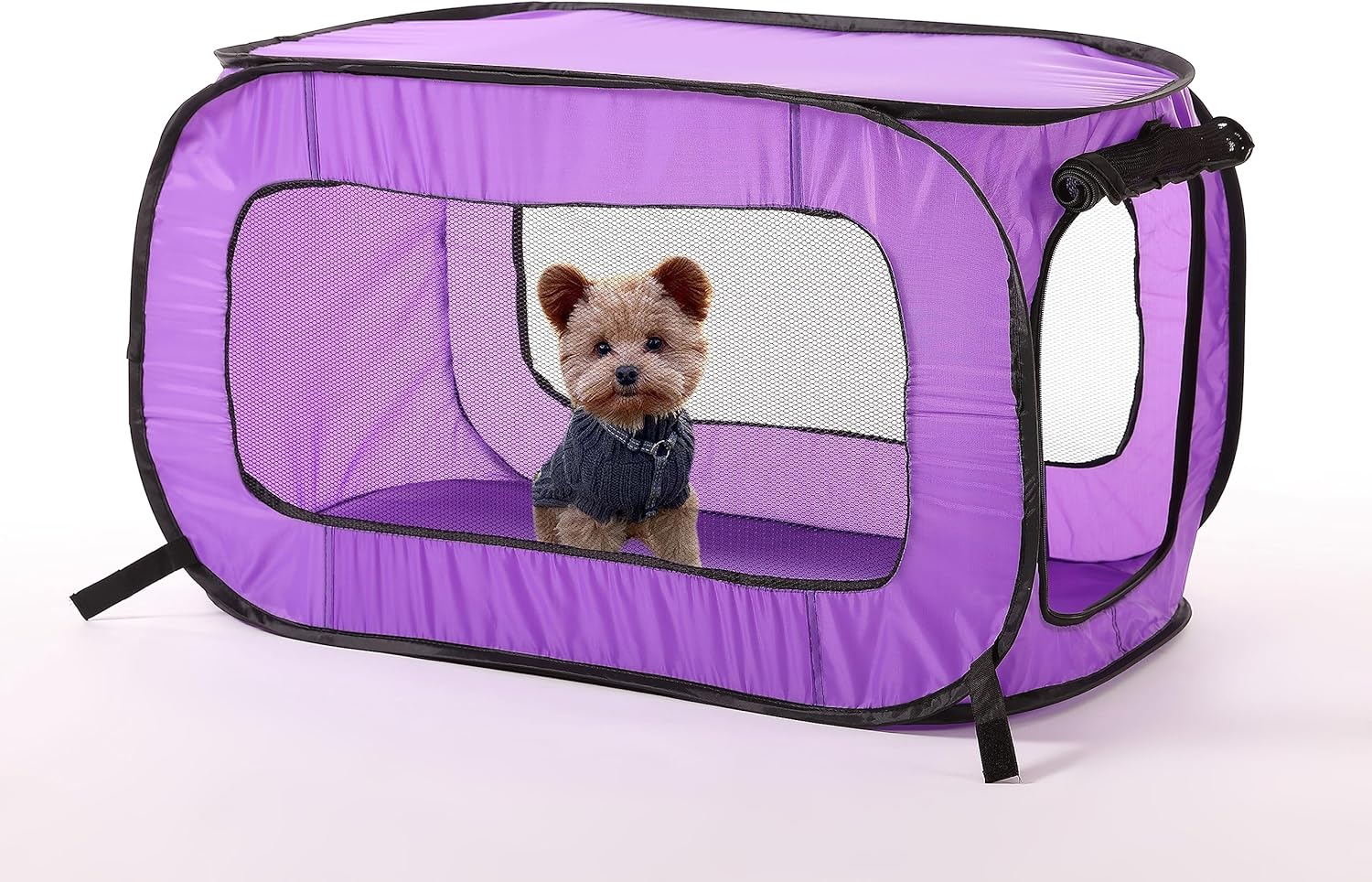 Beatrice Home Fashions Portable, Collapsible, Pop up Travel Pet Kennel, 32.5" L X 19" W X 18" H, Purple image number 2