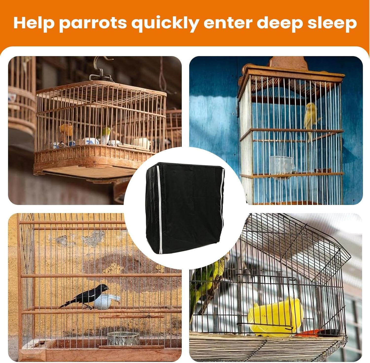 Parrot Cage Cover,Windproof Light-Proof Large Crate Cover,Bird Parrot Cage Guard Enclosure - for Mink, Canary, Parakeet, Lovebirds, Budgies image number 2