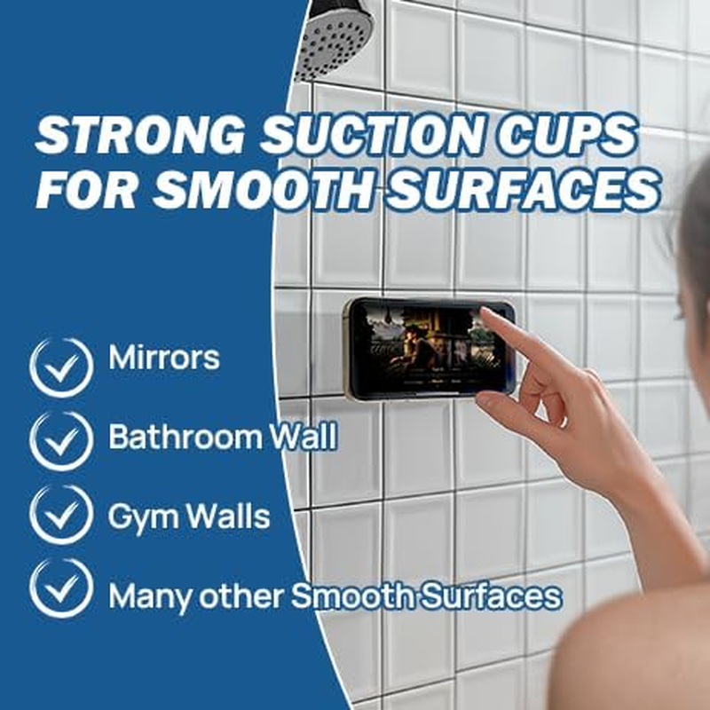 JOYTUTUS Shower Phone Holder, Reusable Suction Cup Phone Mount for Shower, Mirror, Kitchen, Window & Bathroom, Shower Phone Mount Compatible with Iphone 16, 15, 14, 13, 12 & All Phones image number 3