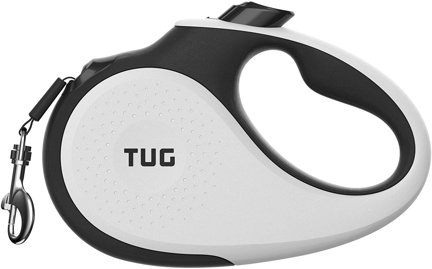 TUG 360&deg; Tangle-Free Retractable Dog Lead for up to 50 Kg Dogs | 5 M Strong Nylon Tape | One-Handed Brake, Pause, Lock (Large, White) image number 5