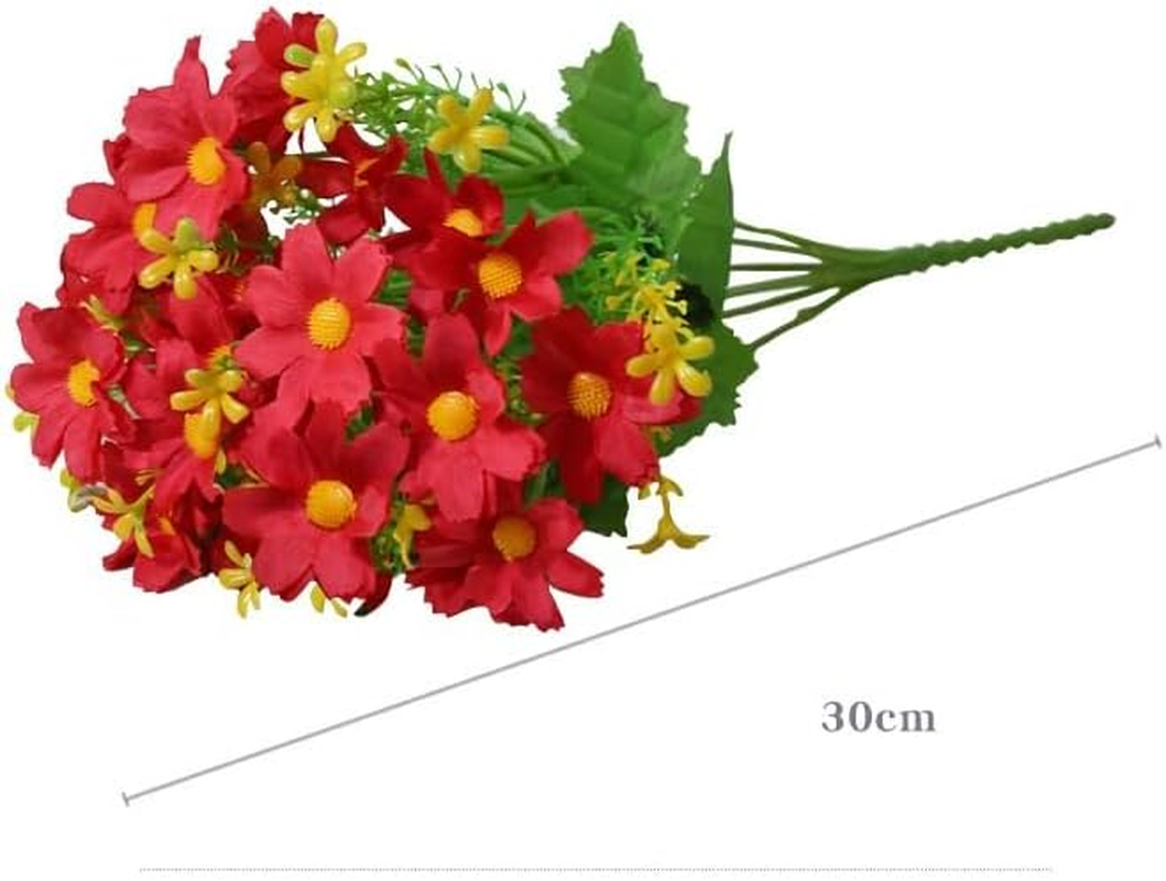 Artificial Fake Flowers, 6 Bundles Daisy Mums Flowers Outdoor UV Resistant No Fade Greenery Shrubs Plants Indoor outside Hanging Planter Home Wedding DIY Garden Porch D&eacute;cor (Orange Yellow, 30Cm) image number 3
