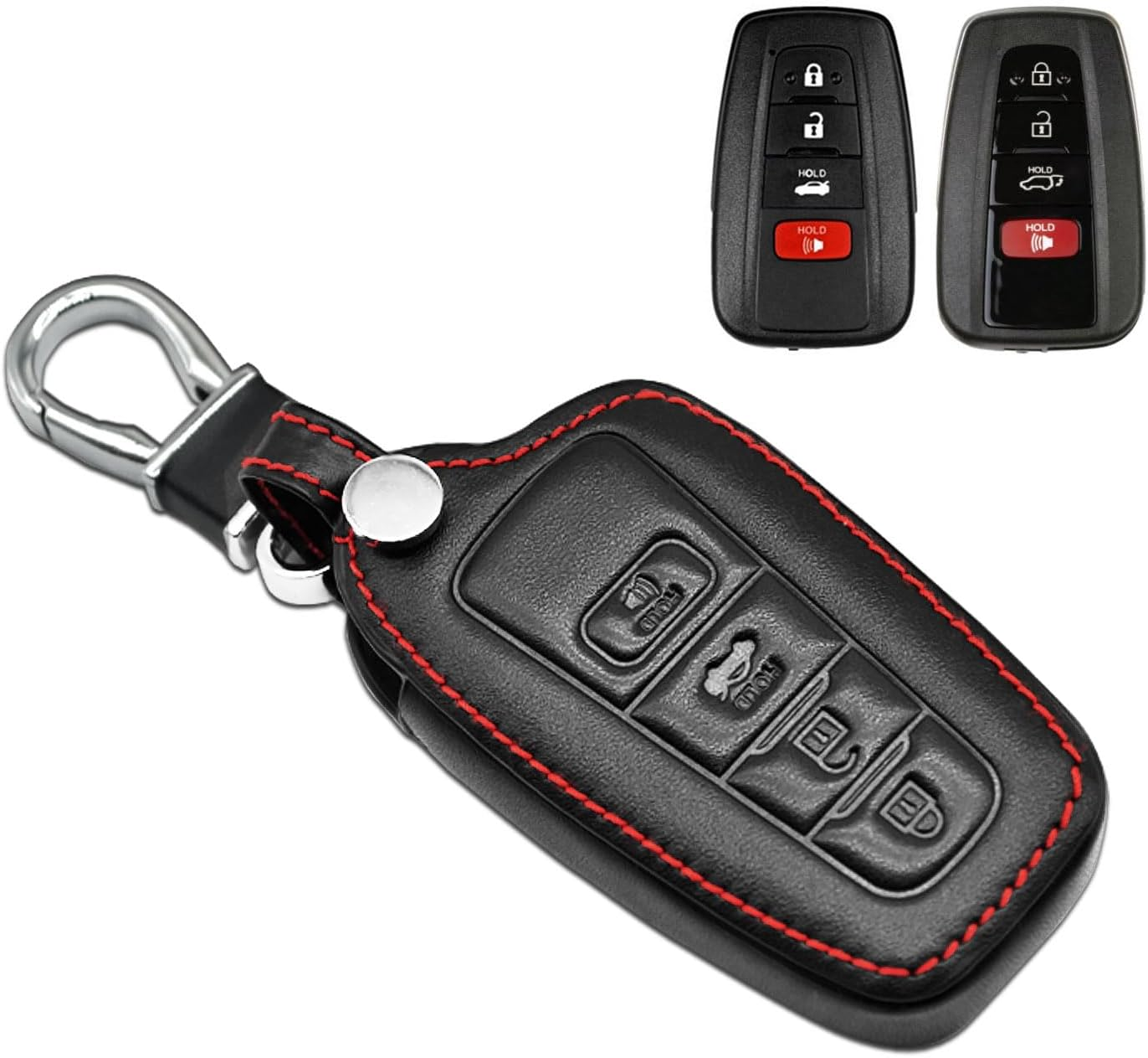 MECHCOS Compatible with Toyota Camry Highlander RAV4 Corolla 4Runner Mirai C-HR Prius Avalon 86 Leather Key Fob Cover Case Protector Shell Key Chain Holder