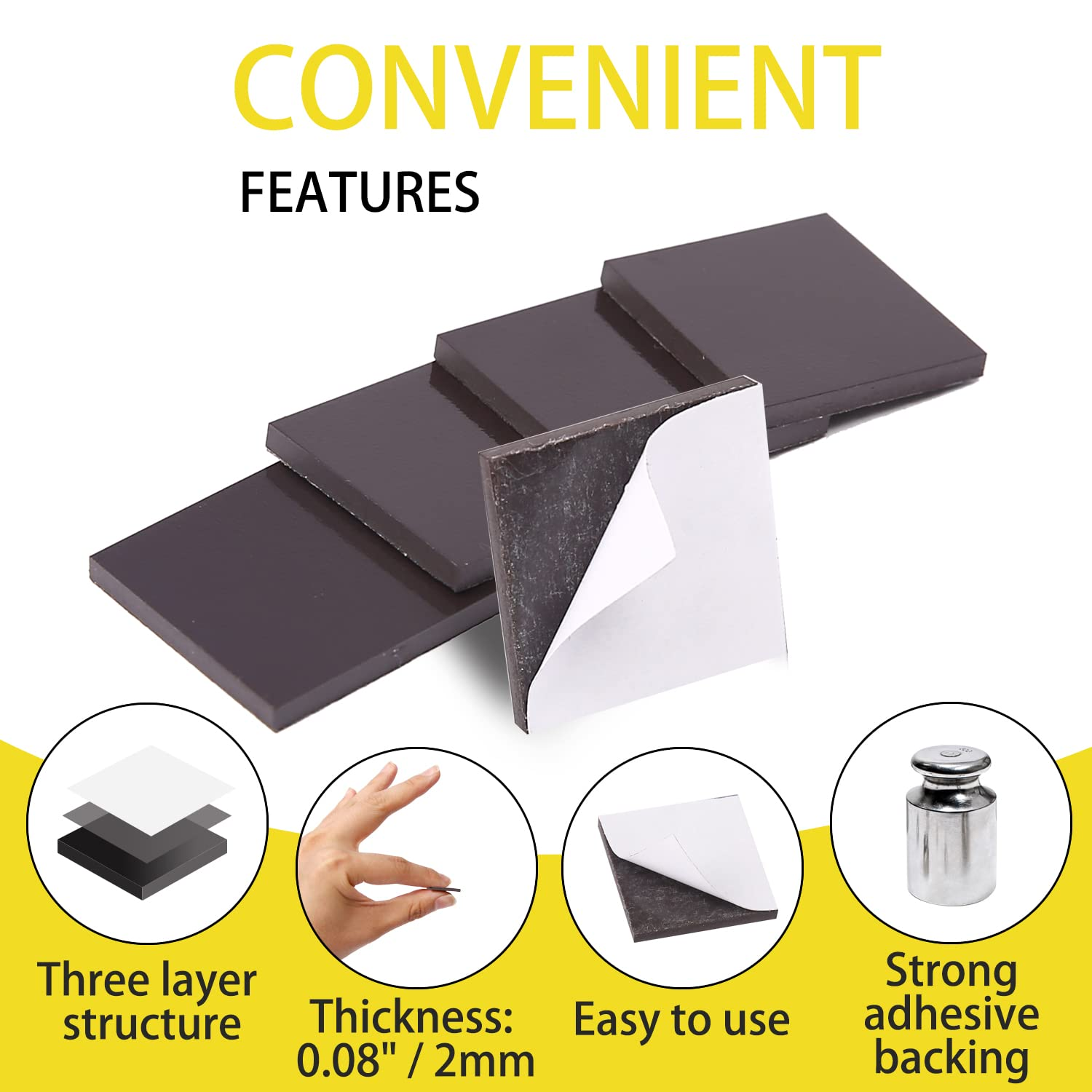 110Pcs Self Adhesive Magnets Squares Sticky Magnetic Strips Tapes Peel and Sticky Magnet Squares for DIY Craft, Fridges, Boards, School Art Projects, 4/5" X 4/5" X 0.08" image number 5