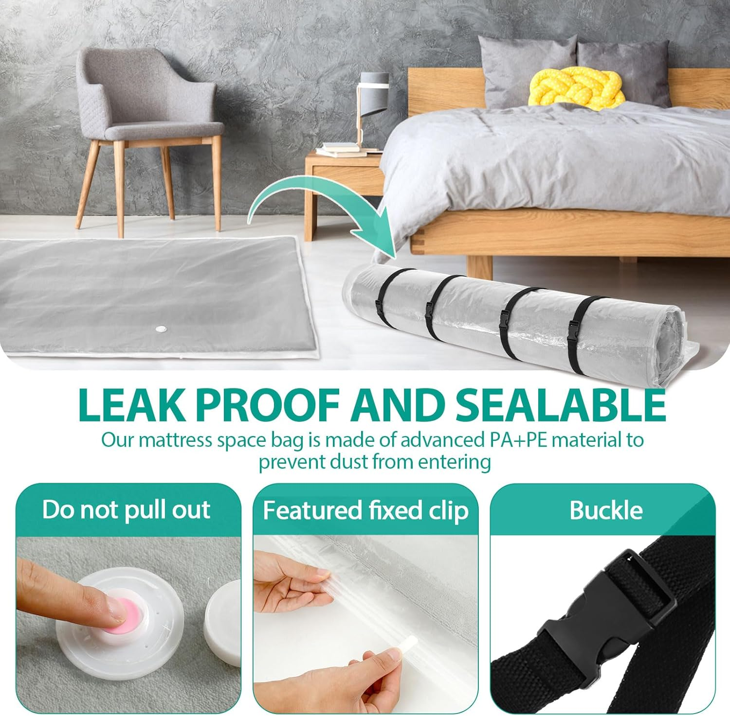 MABCIRY Mattress Vacuum Bag for Moving and Storage, Leakproof Vacuum Seal Mattress Bag, Transparent Vacuum Mattress Storage Bag, Memory Foam Latex Mattress Bag