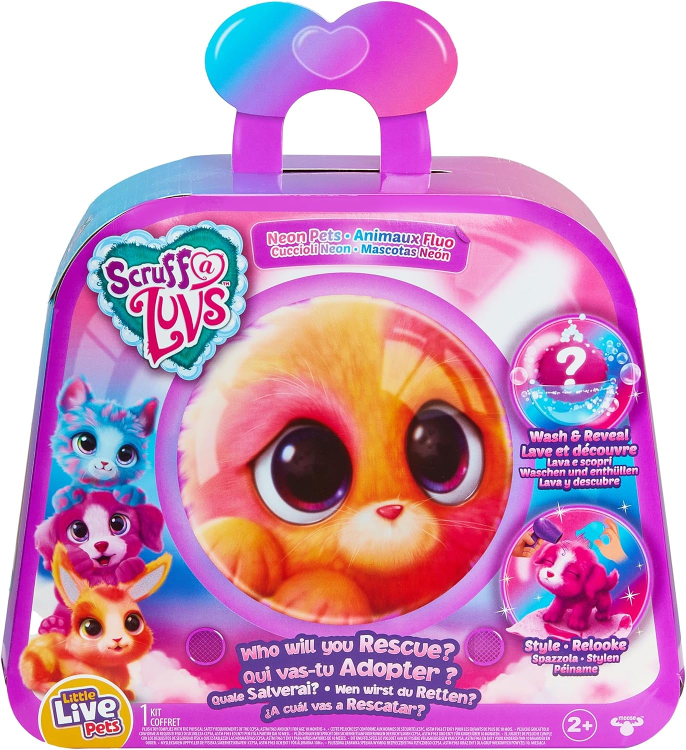 Little Live Pets Scruff a Luvs Neon Pets Mystery Animal Reveal. Wash, Groom and Rescue a Cute Neon Colored Plush Pet. Styles May Vary. Who Will You Rescue?