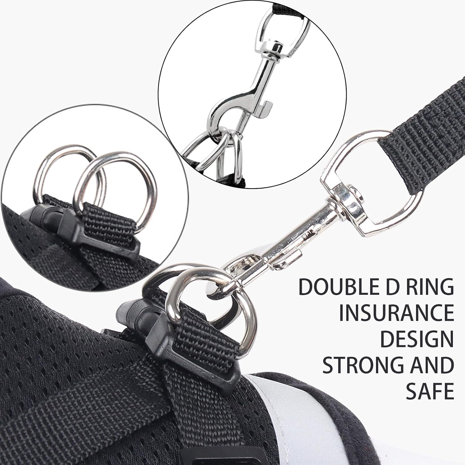 DKDDSSS Cat Harness with Lead Set, Cat Harness, Escape Proof, Adjustable, Cat Vest with Reflective Stripes with Cat Collar, for Kitten Dogs (S, Black) image number 2