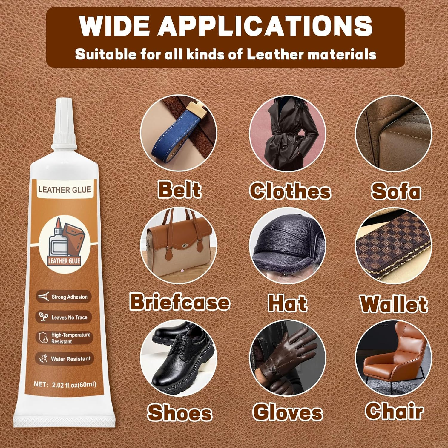 WAN2TLK 120Ml Leather Glue Adhesive, Professional Adhesive for Purses, Permanent Strong Leather Car Seat Glue for Sofas, Purses, Leather Bonding image number 2