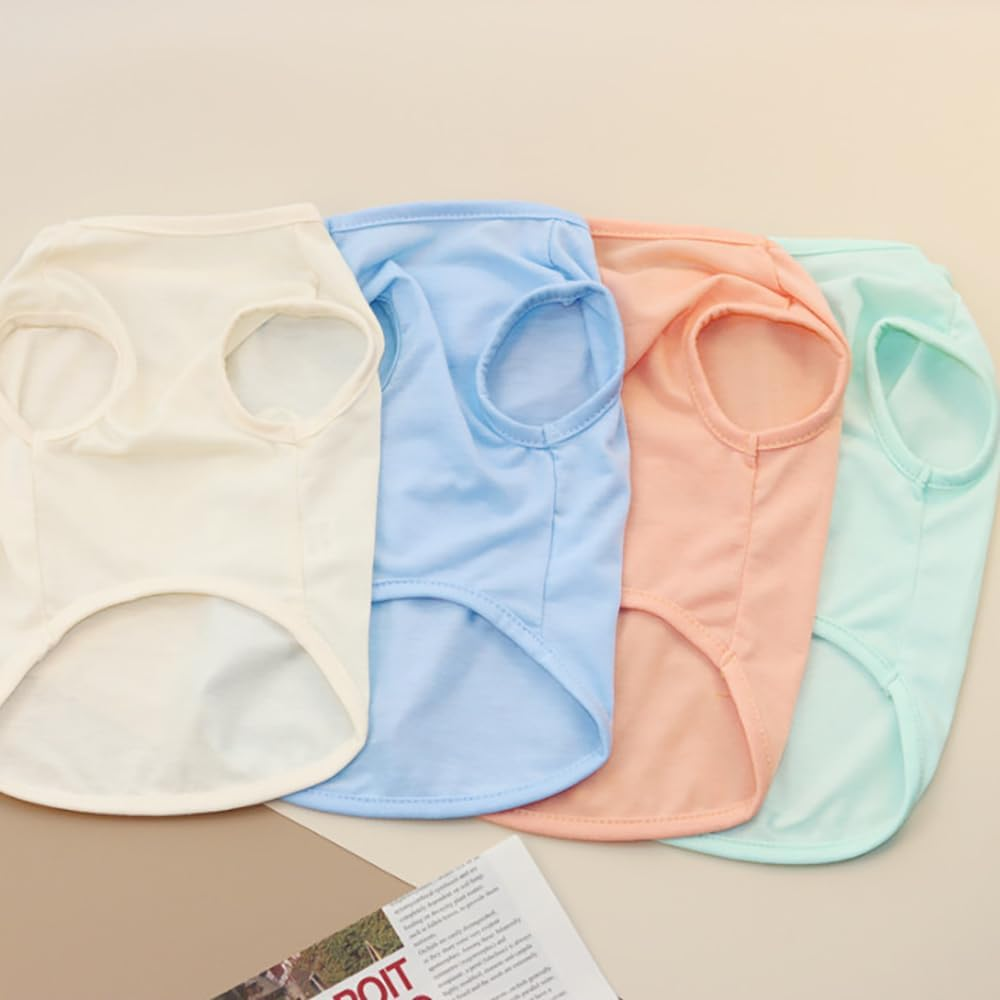 Izefia 4 Pieces Dog Shirts Clothes T Shirt for Small Dog Breathable Elegant Shirts Cool Summer Cotton Tank Top Vest for Small Dog Puppy Cat XXL image number 1