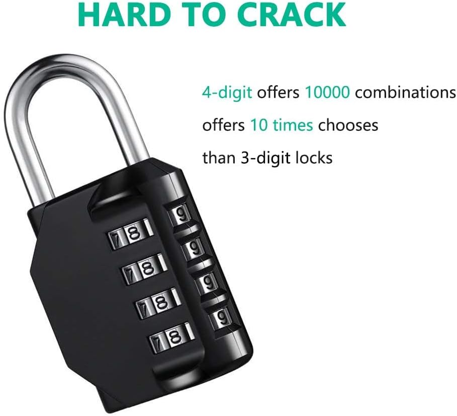 Heavy Duty 4-Digit Combination Padlock, Waterproof, 2 Pack for School Gym Locker, Fence Gate, Toolbox image number 2