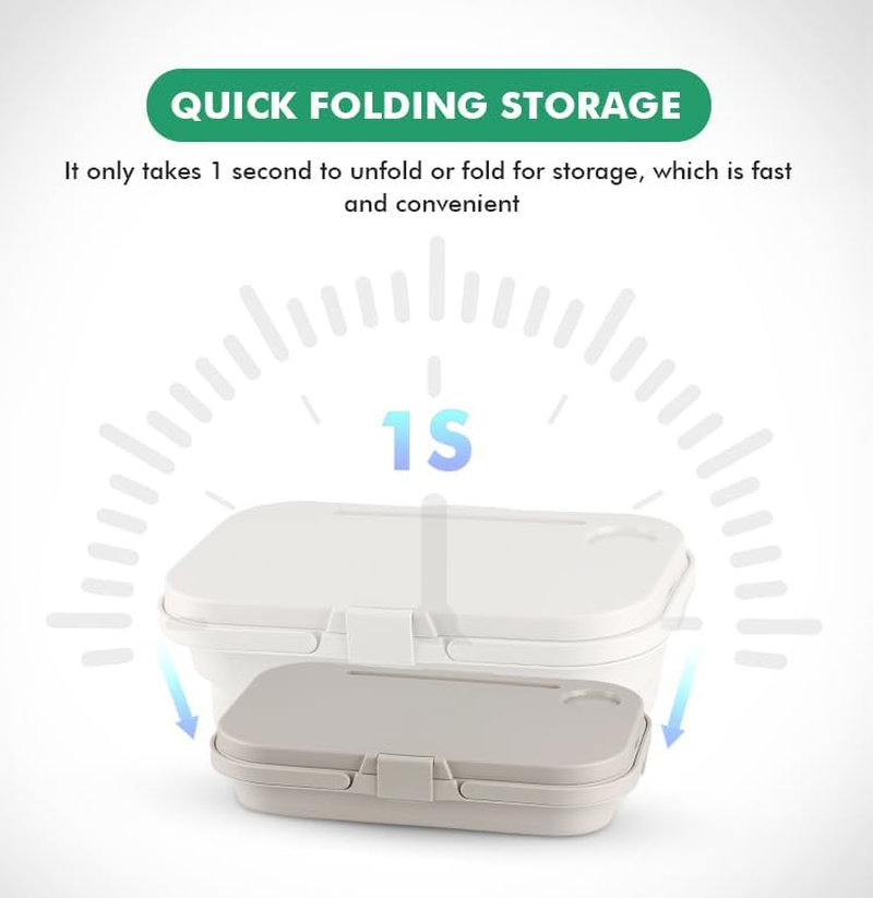 Portable Picnic Storage Basket with Folding Table Tray, Grey, Camping and Outdoor Use image number 4