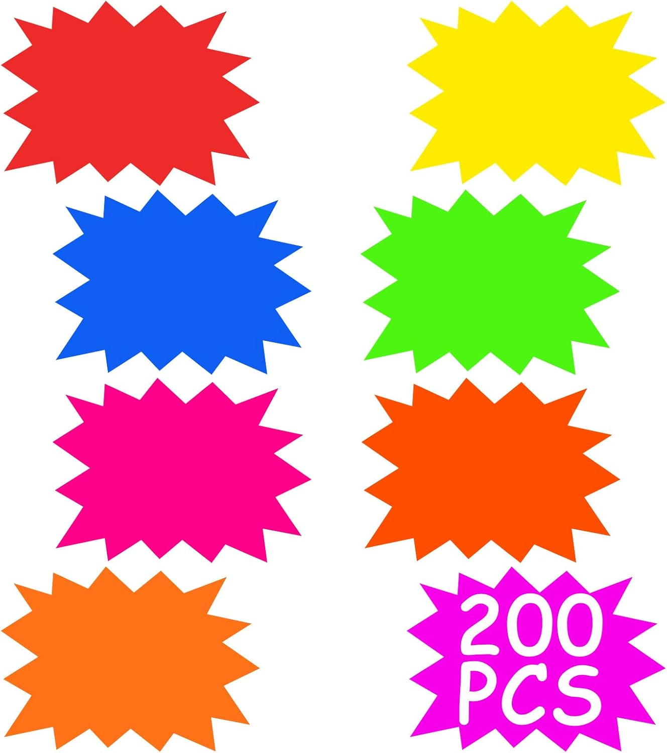 HMIEPRS Starburst Sign Star Burst Attractive Fluorescent Neon Sign Great for Store Sale Retail Home Garage Sale Tag, Nice Decoration (400PC)