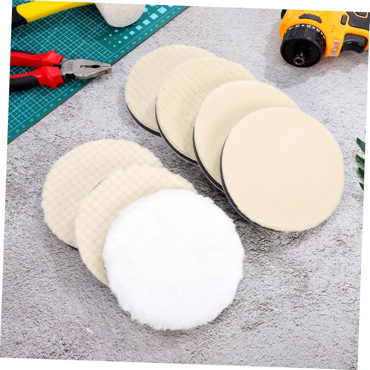 COMPUKAS 7 Pcs Polishing Pad Set Buffing Pads for Car Suvs Home Car Easy to Use Artificial Wool Sponge Kit image number 2