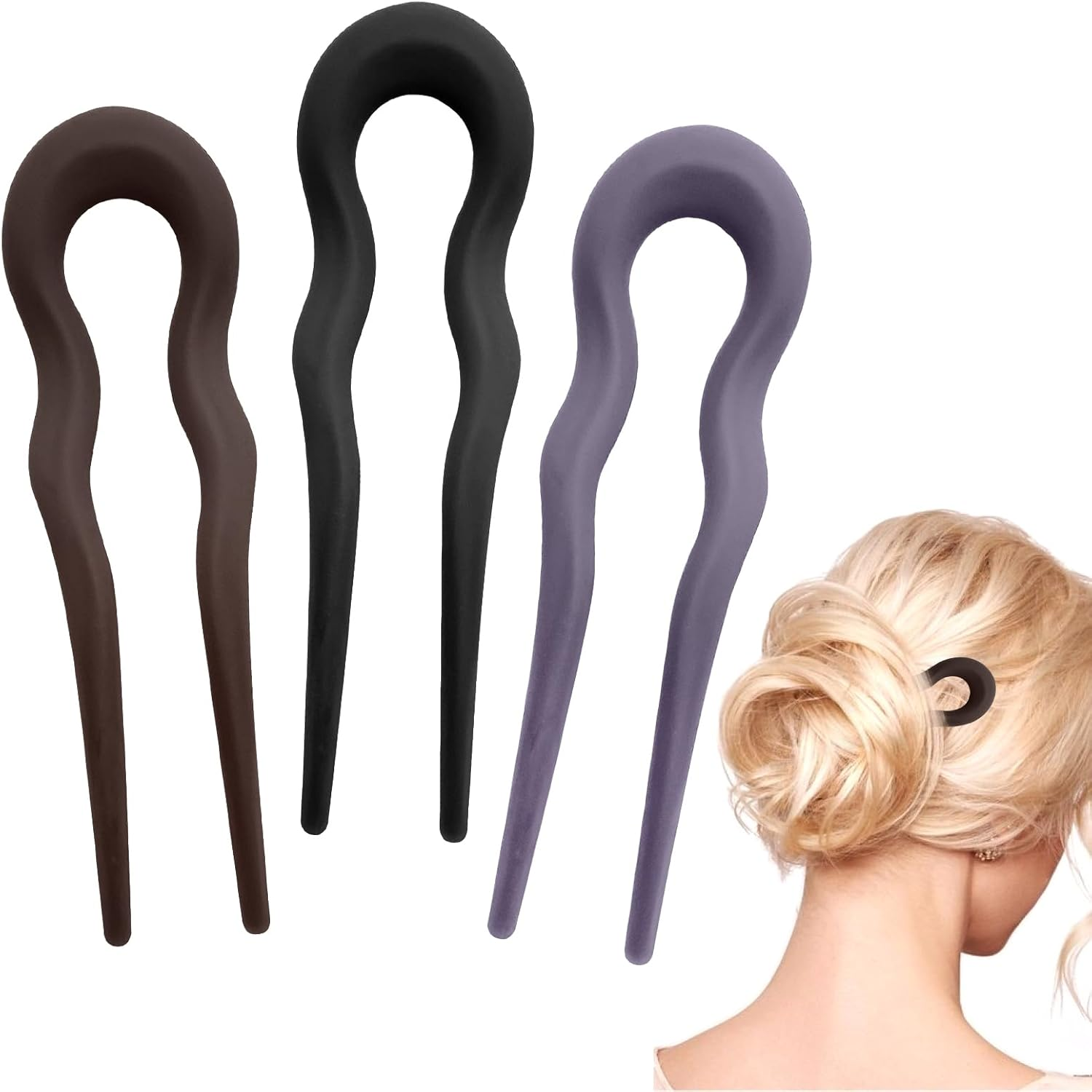 BUOKSLLY Pack of 3 U-Shaped French Hair Pin, Hair Pin, U-Shaped Hair Accessories, Women'S Hair Clips for Updos, ABS Material, Versatile, Elegant Hair Accessories image number 4