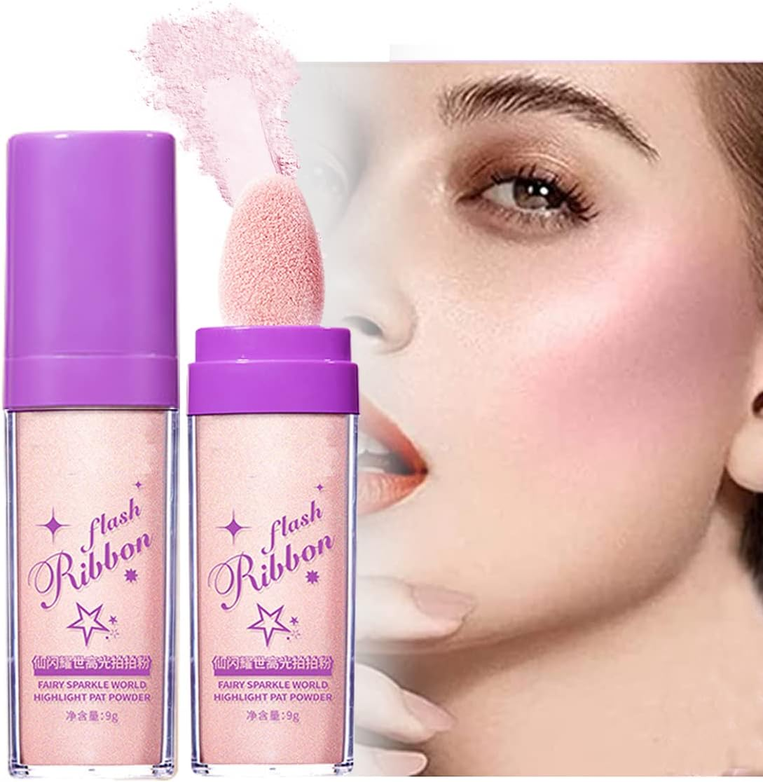 Wimode Highlighter Powder Stick, Shimmer Highlight, Glow Sparkle Fairy Highlighters for Brighten Face Body Lips Makeup(1#)