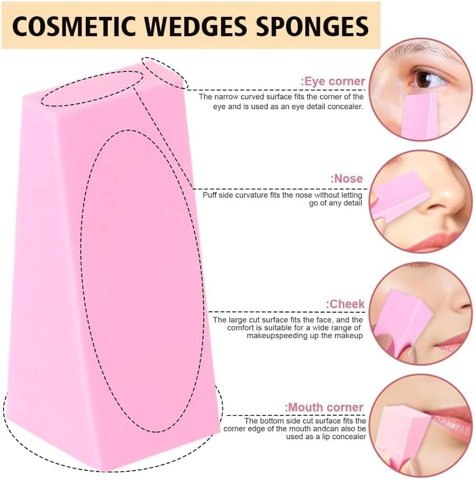 96 Pcs Mini Makeup Sponges Wedge Cosmetic Sponges for Face Curve Blending Foundation, Liquid & Powder,Soft Blending Spong for Makeup,Pink and Complexion