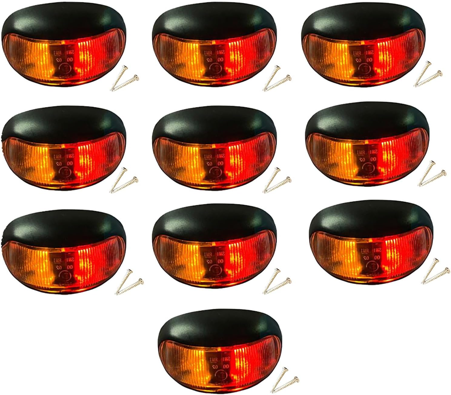 MAX COOL 10PCS 2 LED Clearance Lights Side Marker Lamp Red Amber Suitable for Trailer Truck 12V 24V