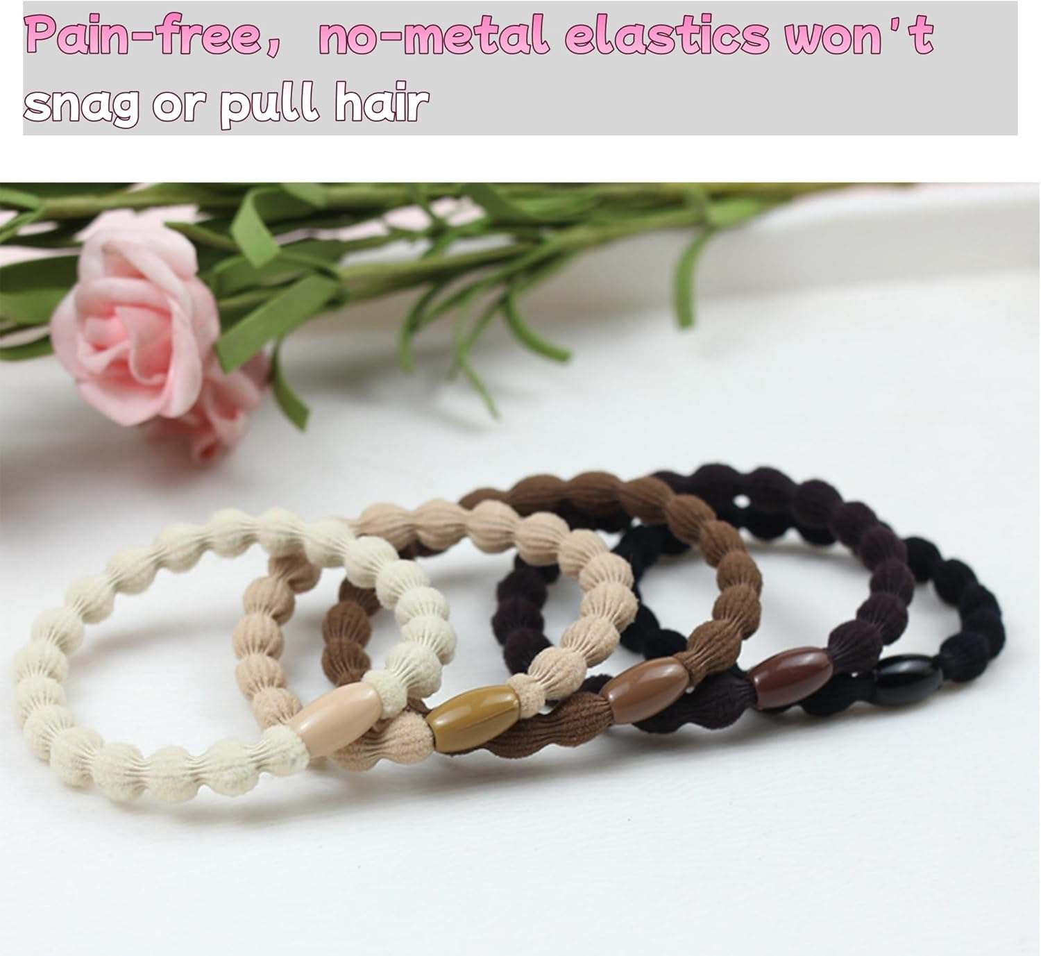 Kawlxpp 3X Stronger Hair Ties - 10-Pack Damage-Free Elastics for All Hair Types, Workouts & Daily Use | Non-Snap, Retain Shape (Earthtones, Medium) image number 4