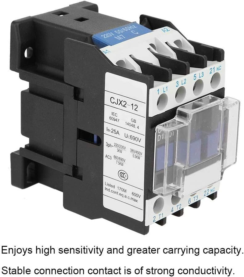 AC Contactor, Silver Tungsten Alloy Industrial AC Contactor, CJX2-1201 Functional for Power Applications for Electrician for Factory for Engineer