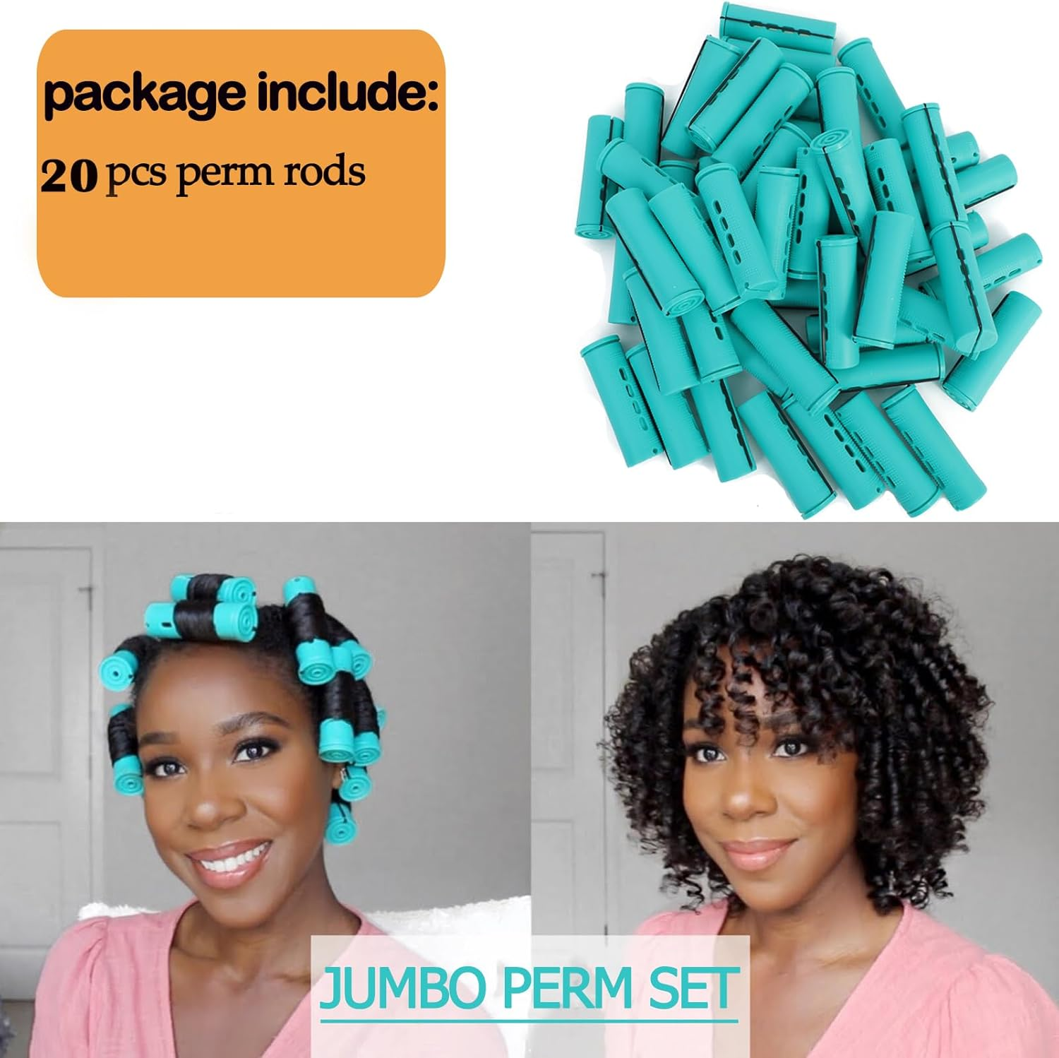 YOROSTAR 20Pcs Green Plastic Cold Wave Rods Set for Natural Hair Hair Rollers for Long Short Hair DIY Hairdressing Tools image number 5