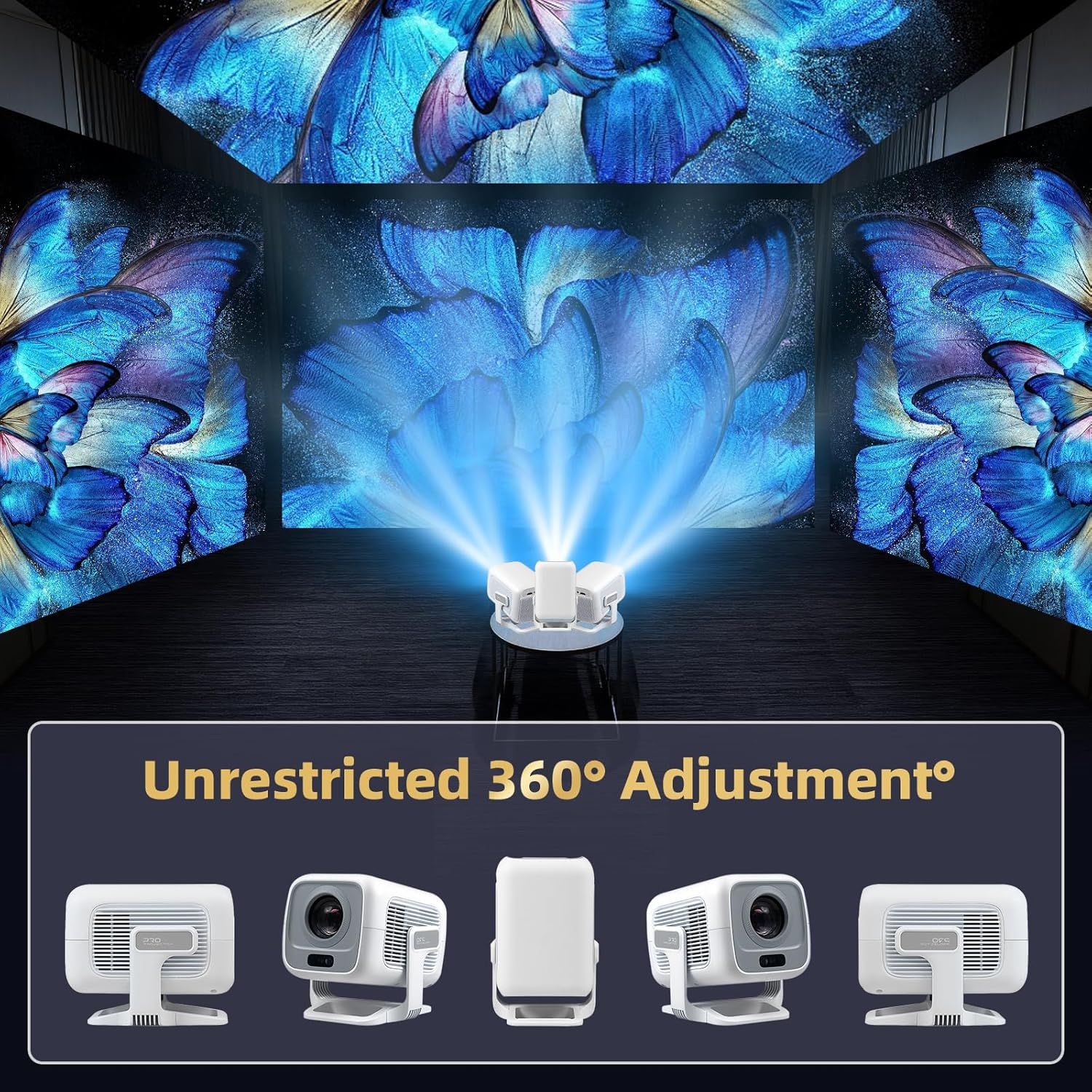 [Netflix Official & TOF Real-Time Focus] Mini Smart Projector &ndash; Native 1080P, Projector 4K, 700ANSI 1080P Full HD Wifi6 Bluetooth, Auto Keystone Correction, 3D Dolby Audio, Home Movie Projector(White) image number 3