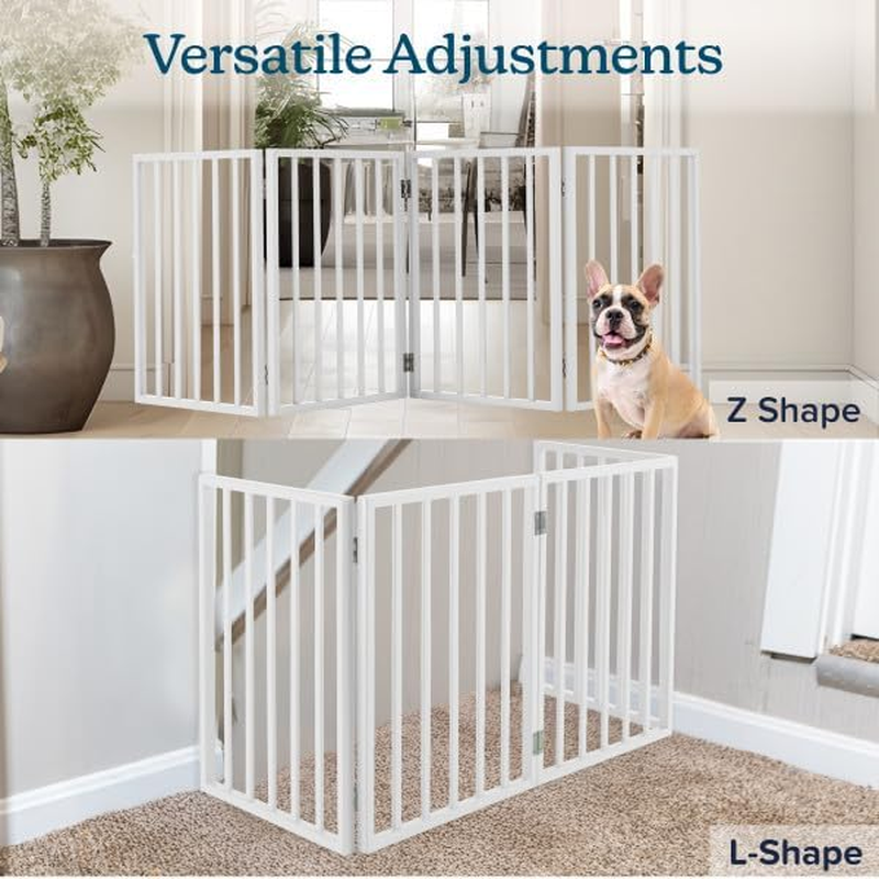 Indoor Pet Gate - 4-Panel Folding Dog Gate for Stairs or Doorways - 73X24-Inch Freestanding Pet Fence for Cats and Dogs by PETMAKER (White) image number 6