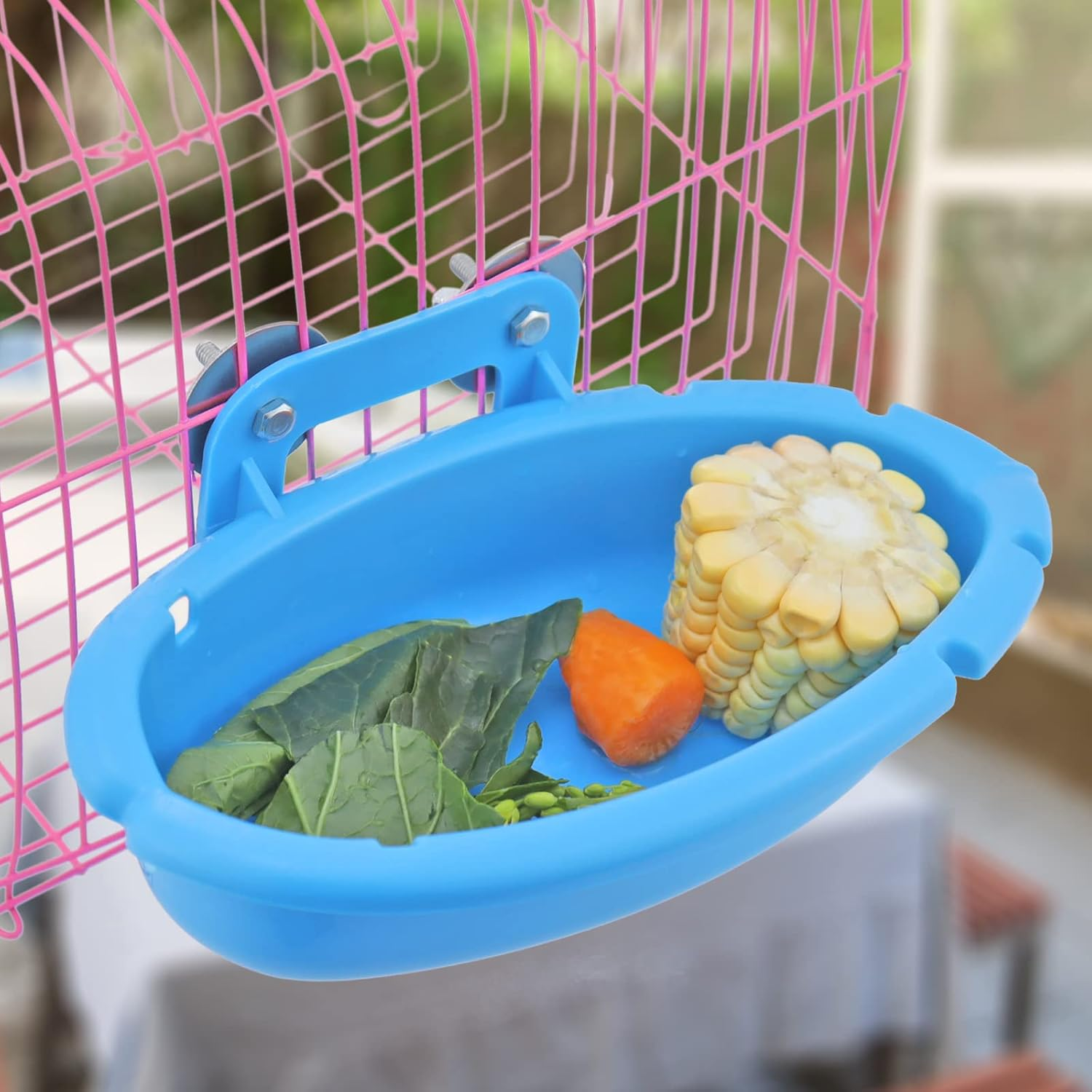 Mygeromon Bird Bath for Cage-Small Tub Bowl for Hang inside Cage Birdbath Shower for Parrot/Parakeets/Cockatiels/Canary/Budgerigar (Blue)