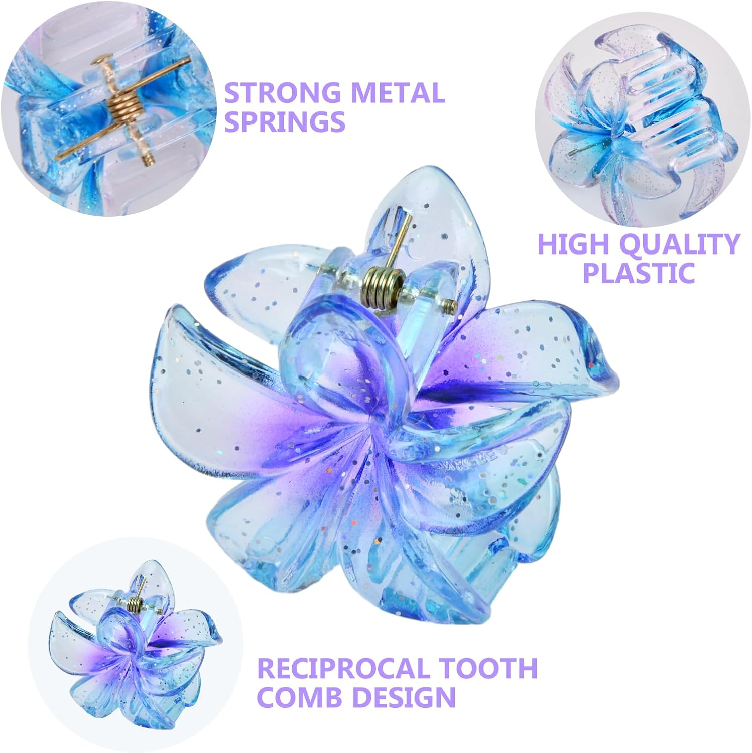 Dewocke Pack of 6 Flower Hair Clips, Non-Slip Hair Clips, Cute Hair Clips, Women Girls Hair Styling Accessories for Women, Thick Thin Hair, Everyday Party, Wedding and Beach Party, Pool, Holiday image number 5