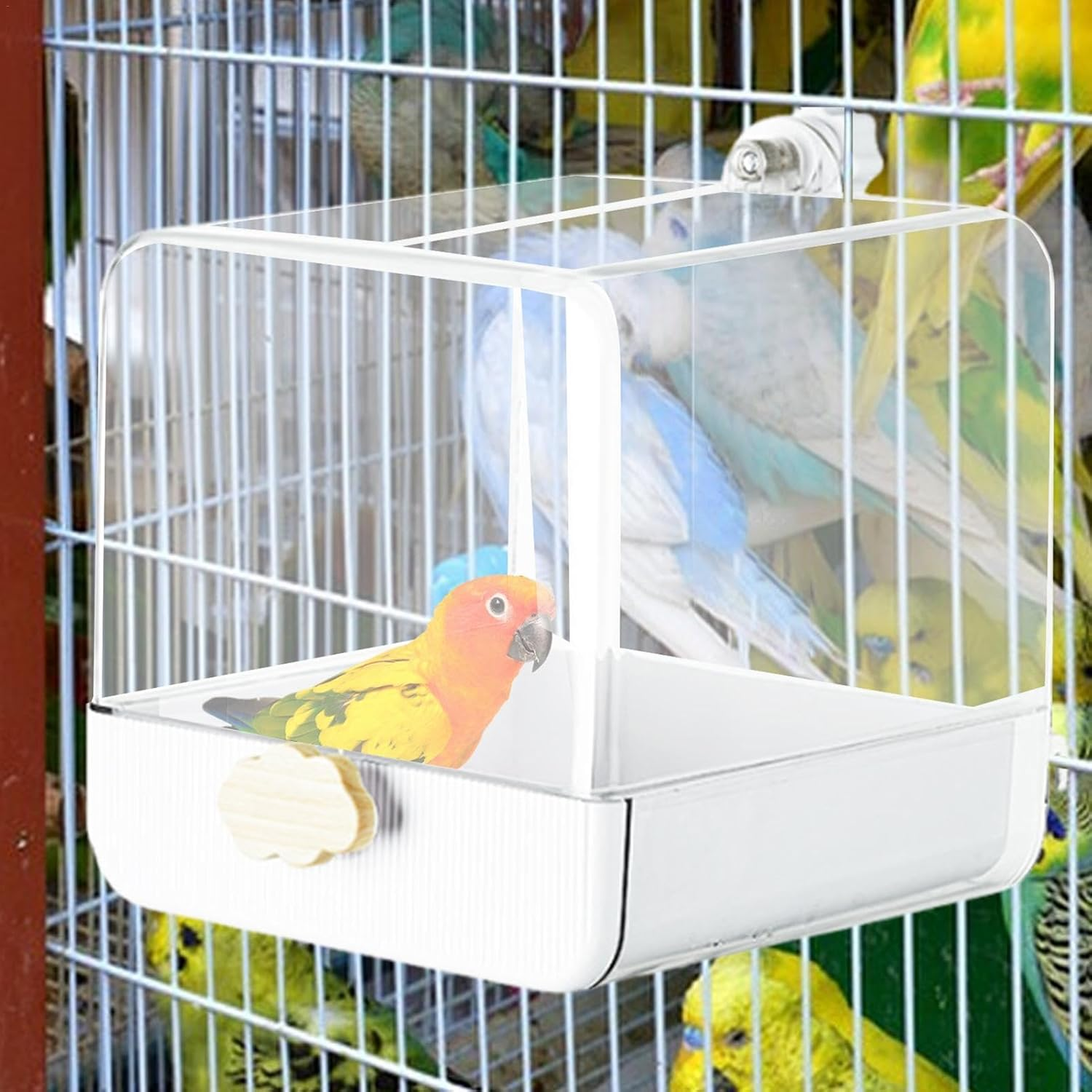 Bird Bath for Cage, Parakeet Bath, Parrot Shower, Bird Bath, Bird Cage Accessories with Hook and Bottom Drawer, Indoor Bird Bath for Small Birds, Canary Parakeets image number 3