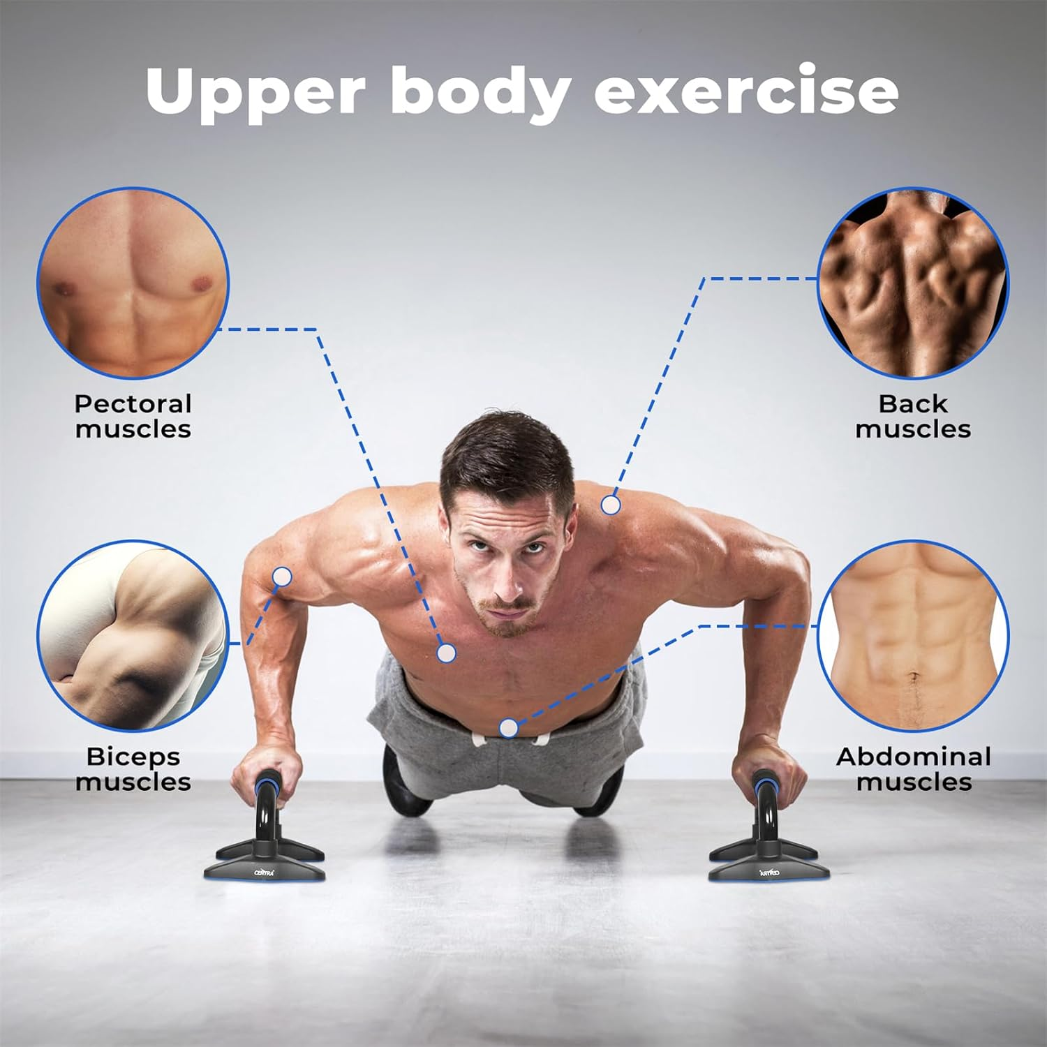 Centra Exercise Roller Wheels Set, Weighted Fitness Hula Hoop,Push up Bars,Ab Roller Wheel,Hand Grip Strengthener, Ab Twist Waist Disc Board, Home Gym Exercise Equipment image number 1