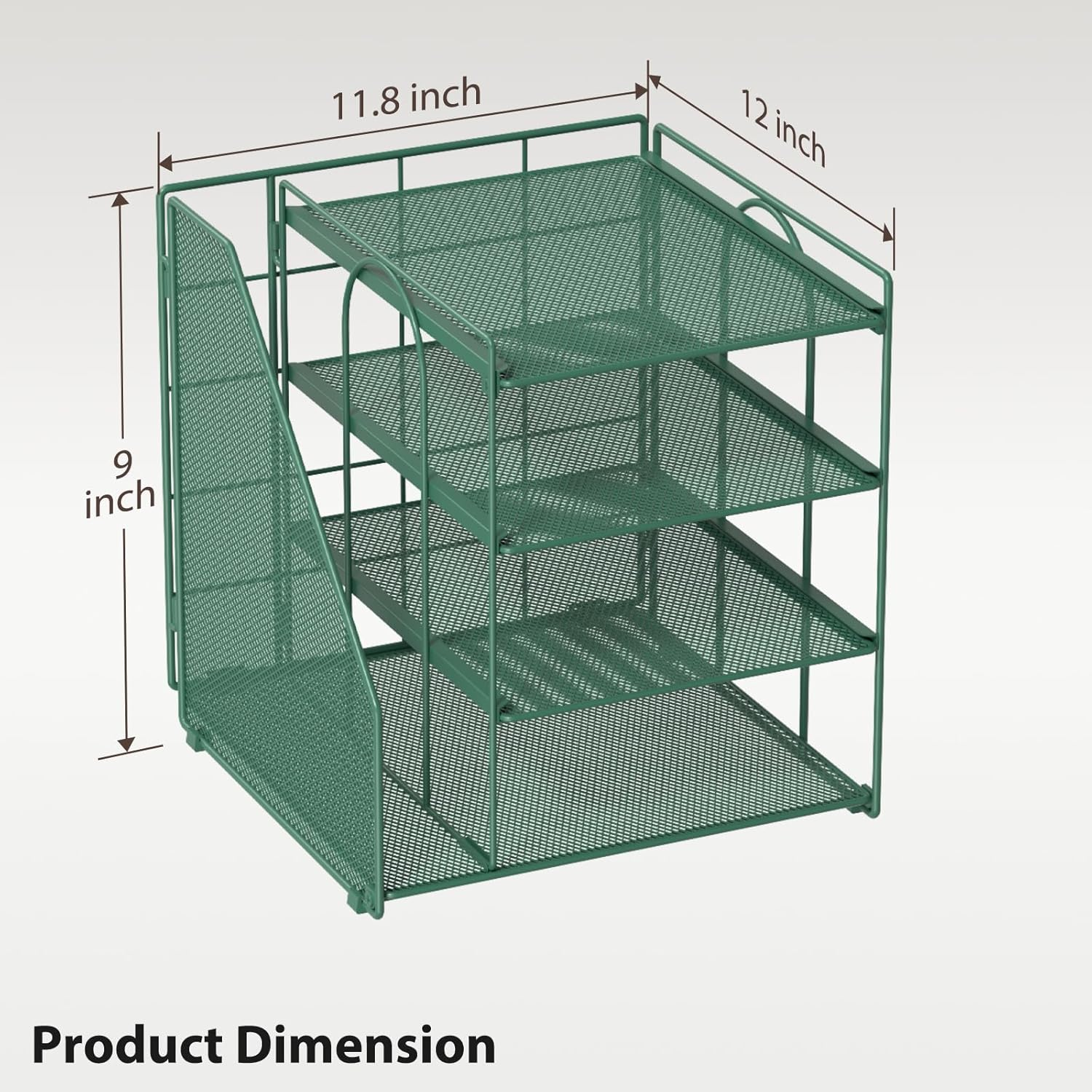 Becomrock Desk File Organizer and Accessories, 4-Tier Paper Organizer with Vertical File Holder, Office Desk Accessories & Workspace Organizers and Storage for Office Supplies (Green) image number 5