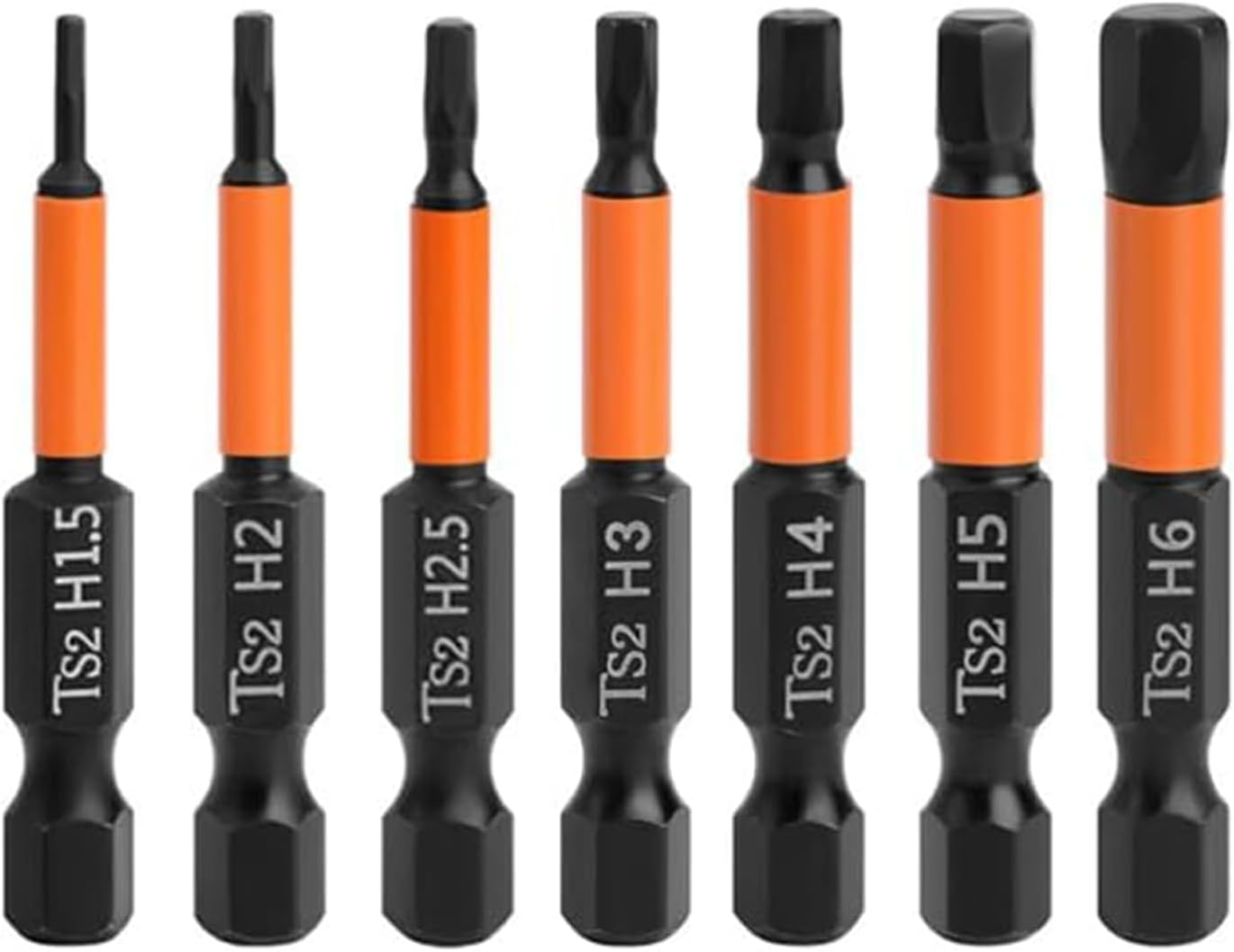 Rhoyee 7-Piece Magnetic Allen Wrench Drill Bit Set, 1/4&rdquo; Hex Shank, 2&rdquo; (50Mm) Long S2 Steel Impact Hex Screwdriver Bits, Metric & SAE Sizes, Durable Power Tool Set for Automotive, DIY & Home Repairs