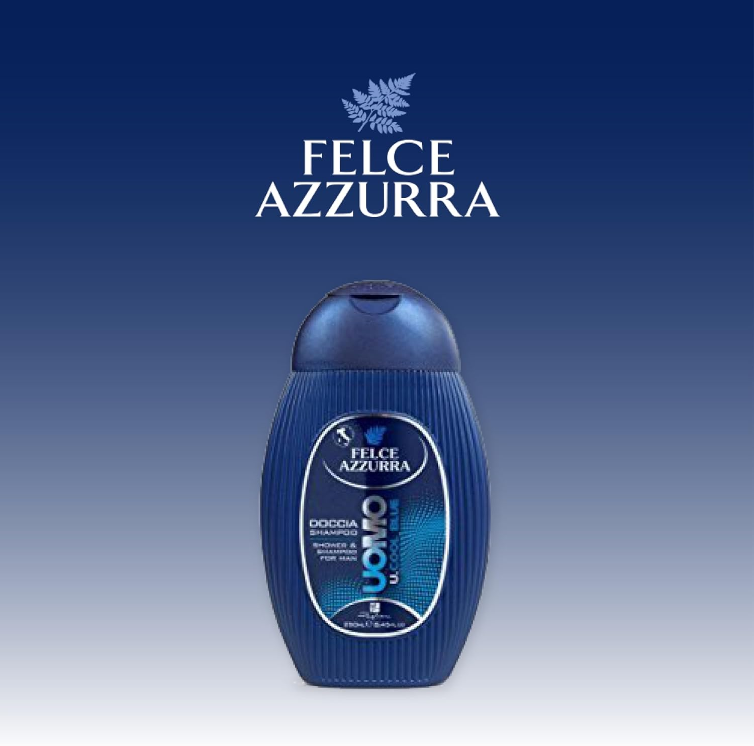 Felce Azzurra Man Shower Gel Cool Blue 2 in 1 Energising Shower Gel and Shampoo with Refreshing Fragrance for a Good Start to the Day - Pack of 1 (1 X 250 Ml) - Cool Blue image number 4