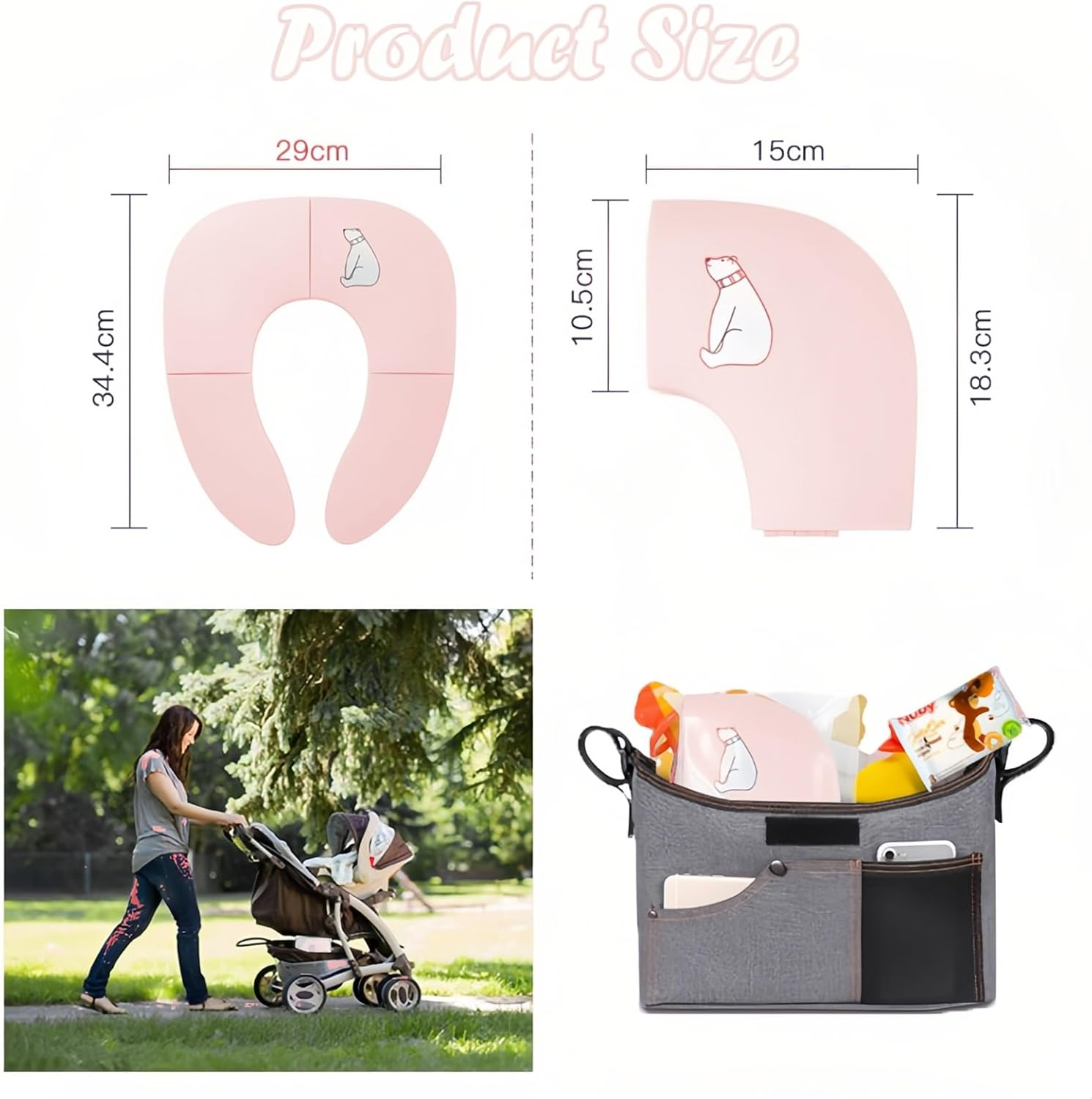 Folding Potty Seat for Toddler, Portable Toilet Seat Cover, Toilet Potty Training Seat Covers for Baby, Toddlers and Kids (Pink) image number 2