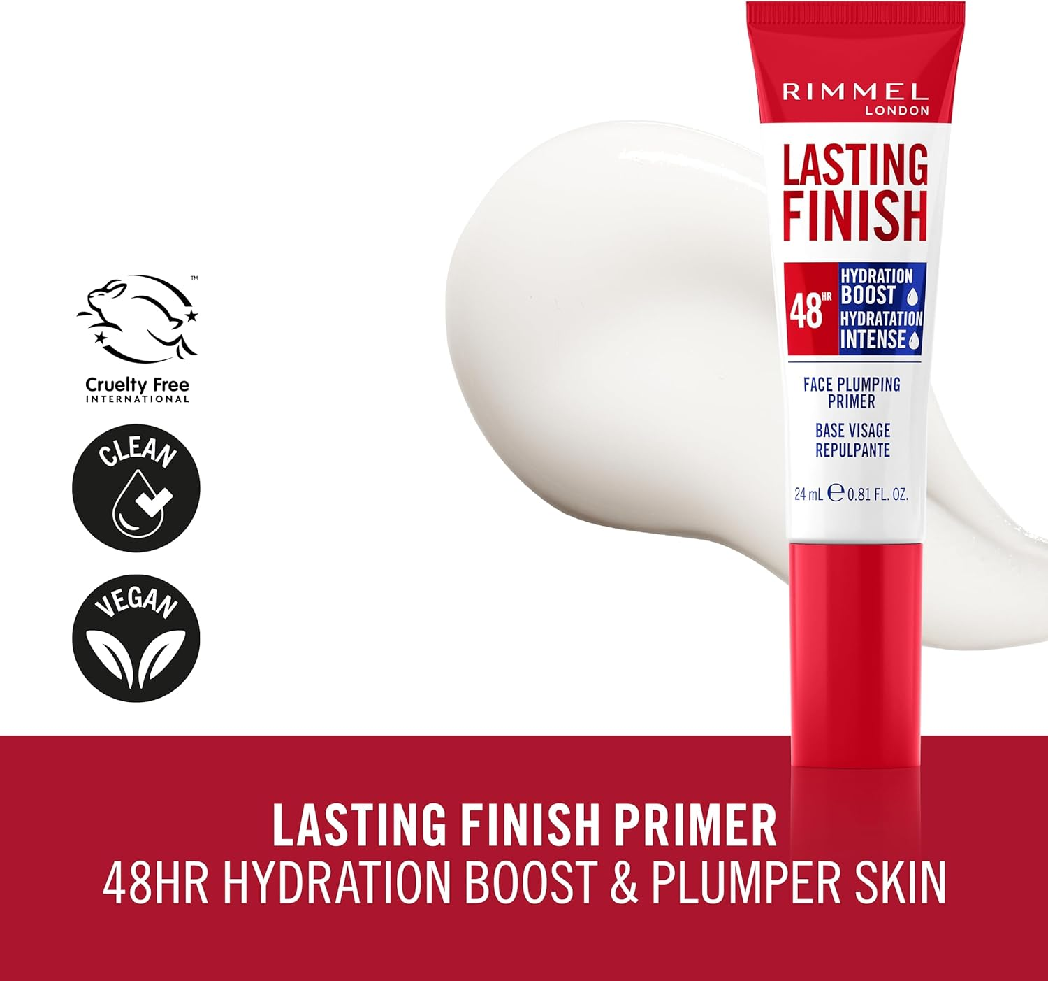 Rimmel Lasting Finish, Clear, Primer, Hydrating, Plumps Skin, Natural Dewy Finish, Smooths Fine Lines and Wrinkles, Vegan Formula, 100Ml image number 2